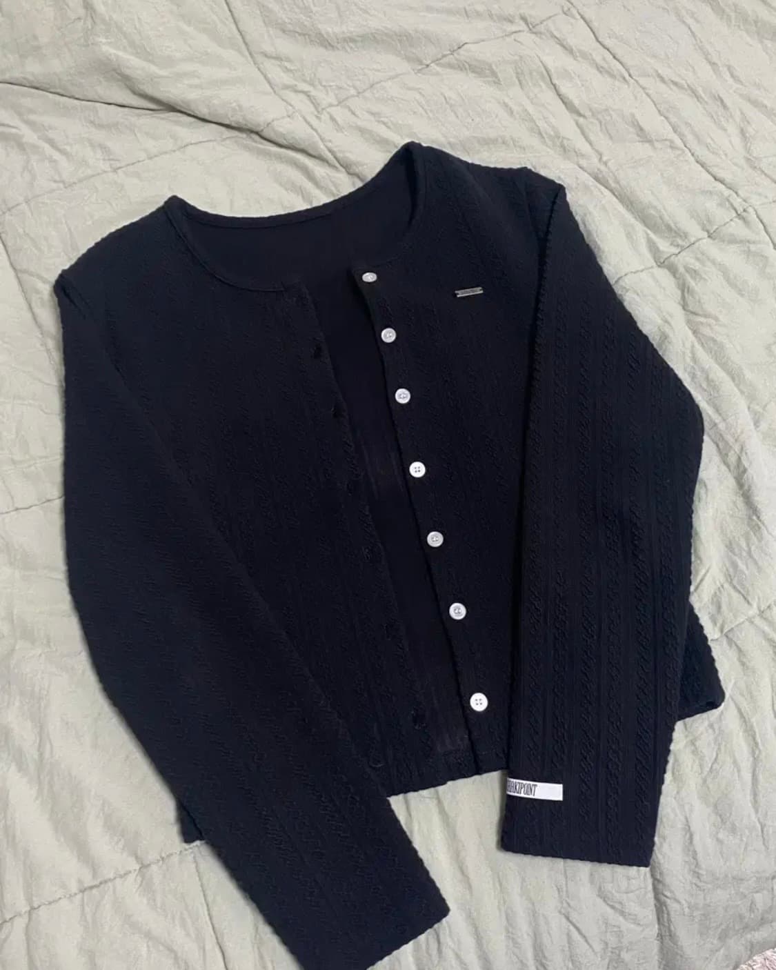 카키포인트 가디건 Jacquard Cardigan (black) 상품이미지1