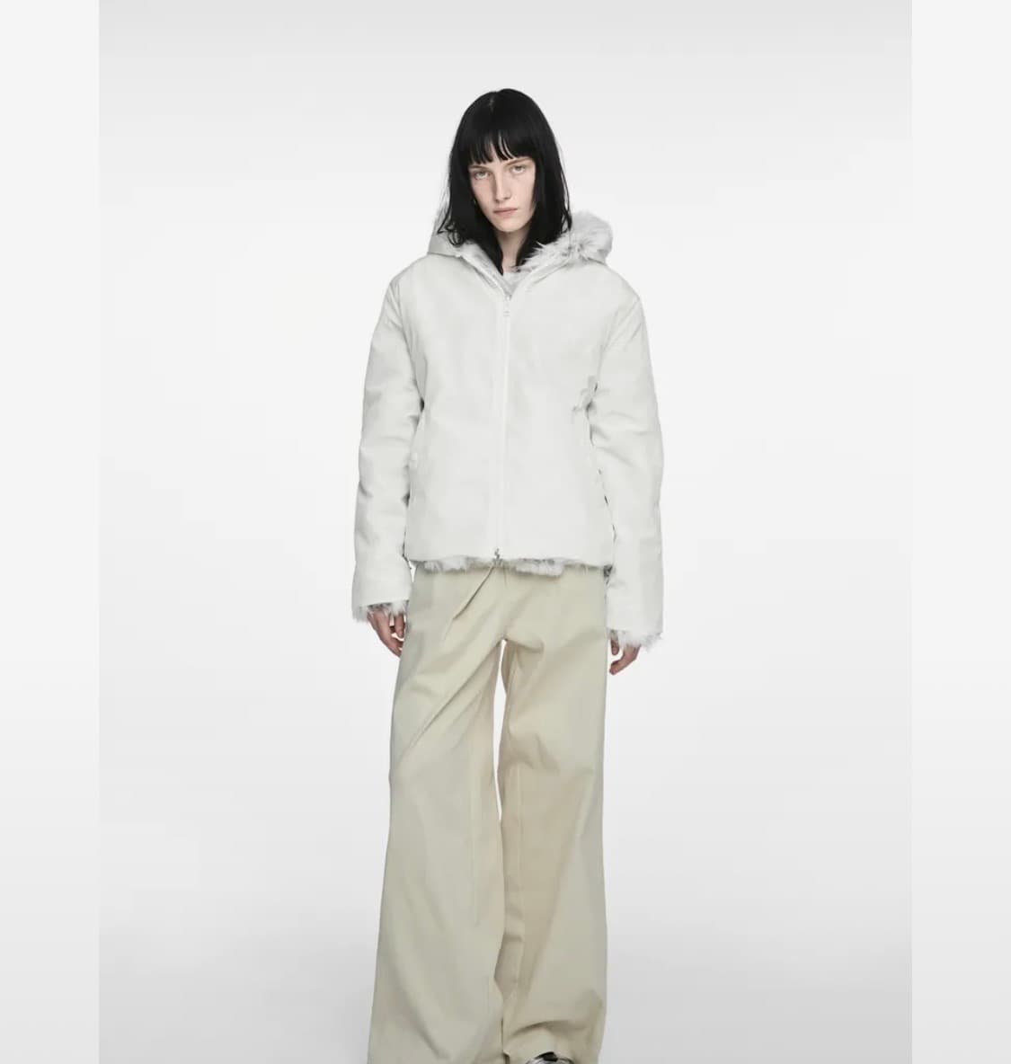 나체 리버시블 후디 퍼 자켓 크림 0사이즈 상품이미지4