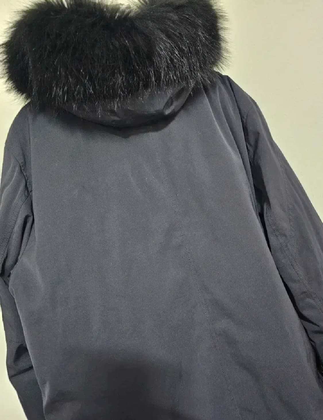 엠비오 천연너구리털 오리솜털 다크네이비 모 롱코트105-180 상품이미지5