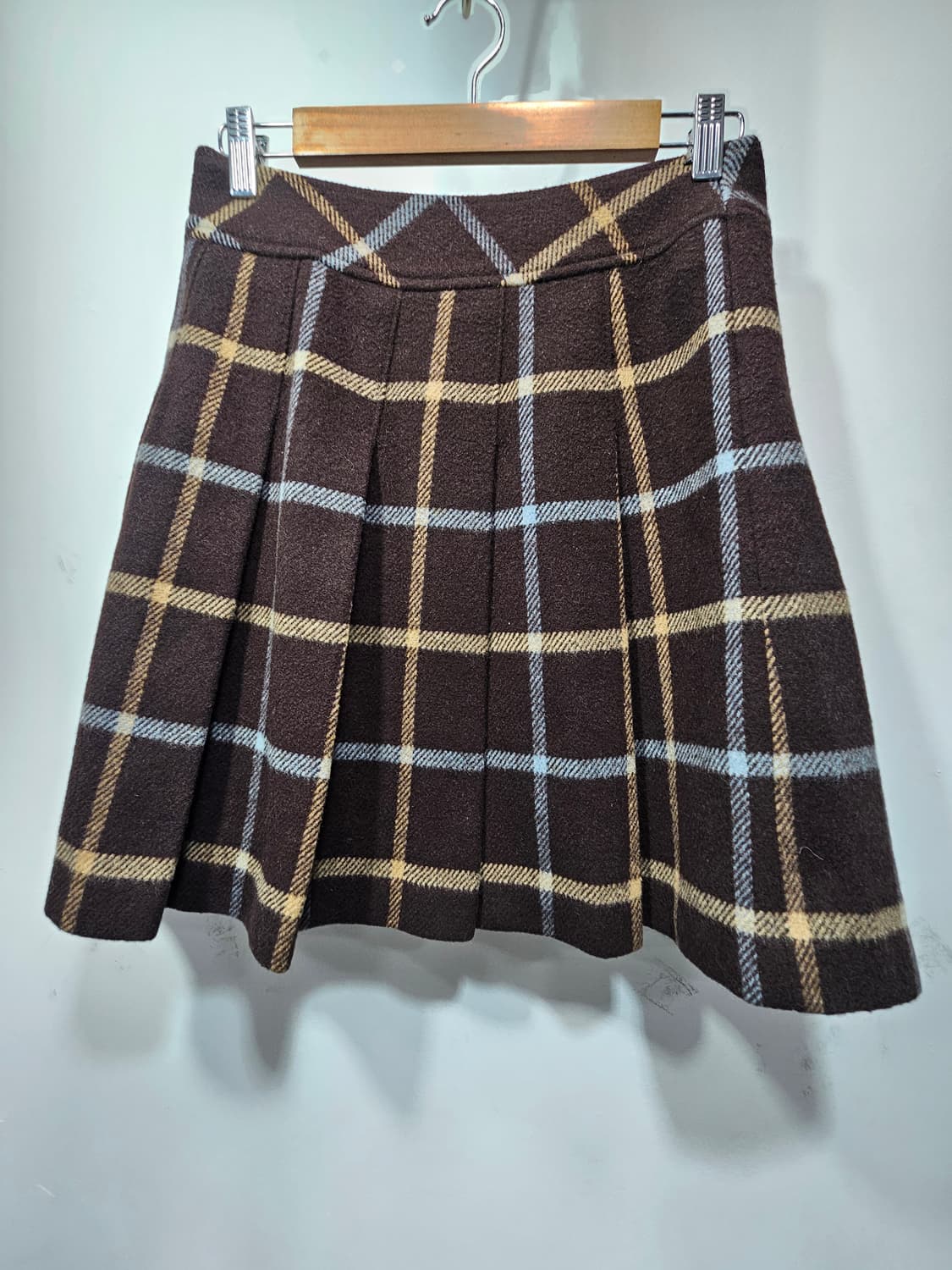 올리브데올리브 갈색 체크 플리츠 울 미니스커트 55 상품이미지2