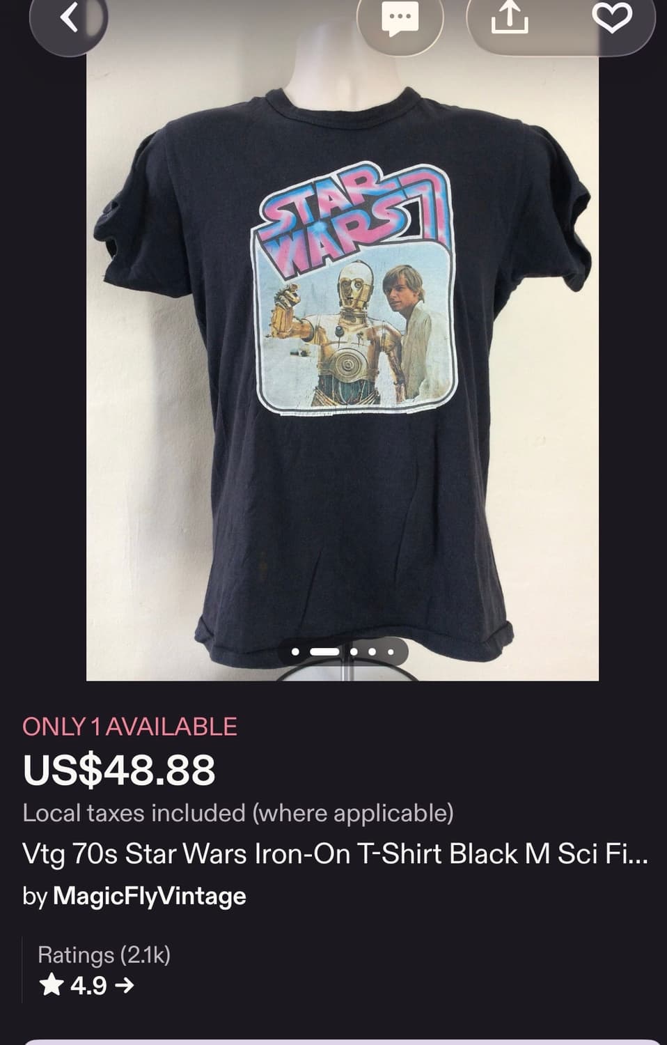 스타워즈 70s빈티지 티셔츠 xs 상품이미지6
