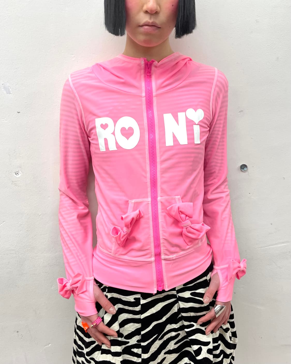 Roni Ribbon Pink Hoodie Zip-Up 상품이미지3