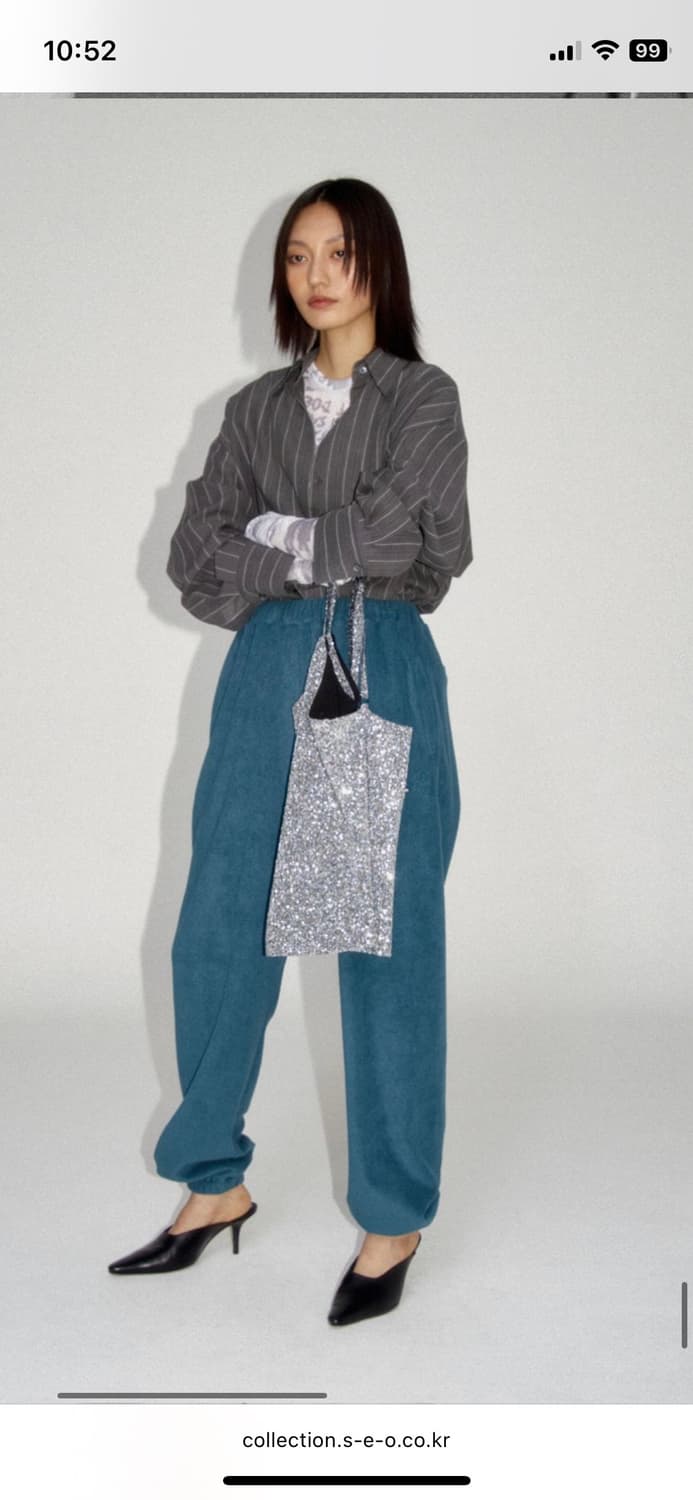 seo 린넨 챠콜 스트라이프 셔츠 상품이미지1