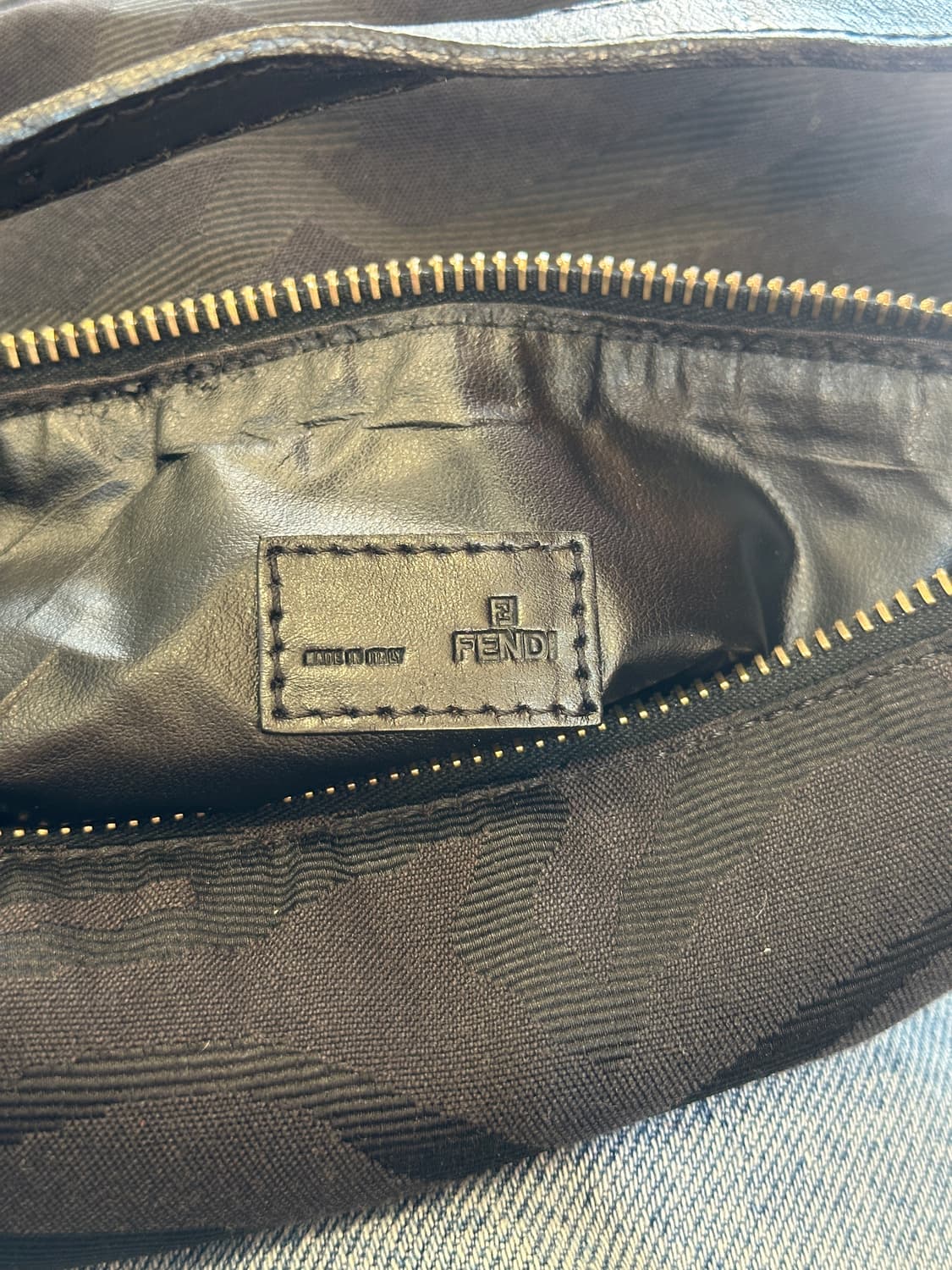 Fendi 블랙 타이거 캔버스 호보백 상품이미지6