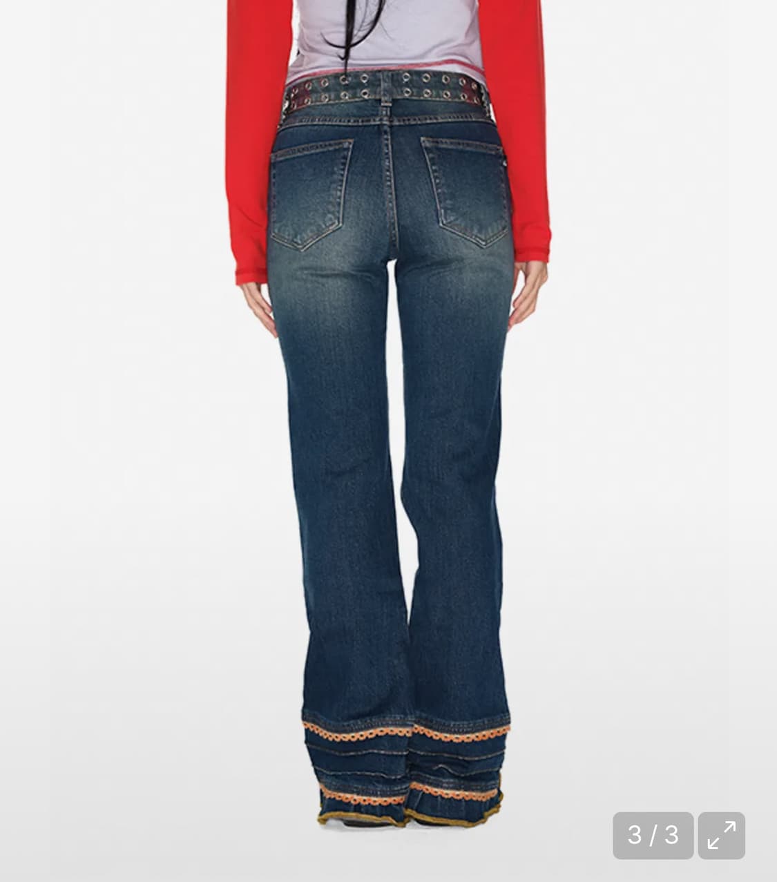 유쓰배쓰 레이어 레이스 데님 팬츠 S 상품이미지2