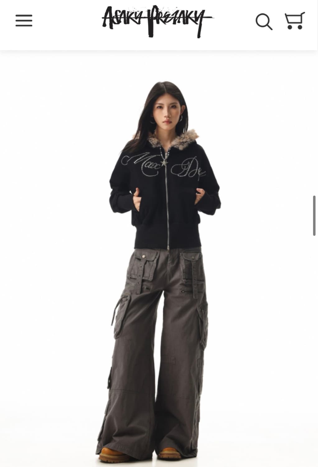 아사키프레자키 퍼집업 블랙 M 상품이미지3