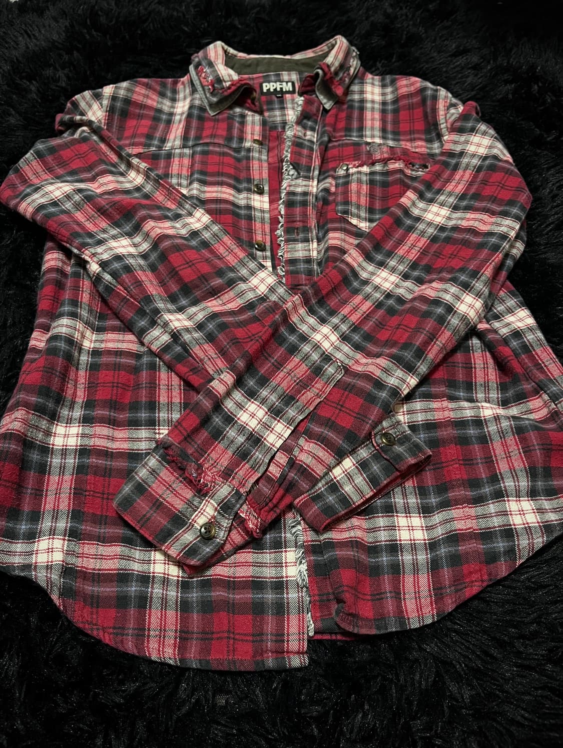 PPFM 그런지 디테일 체크 셔츠 상품이미지2