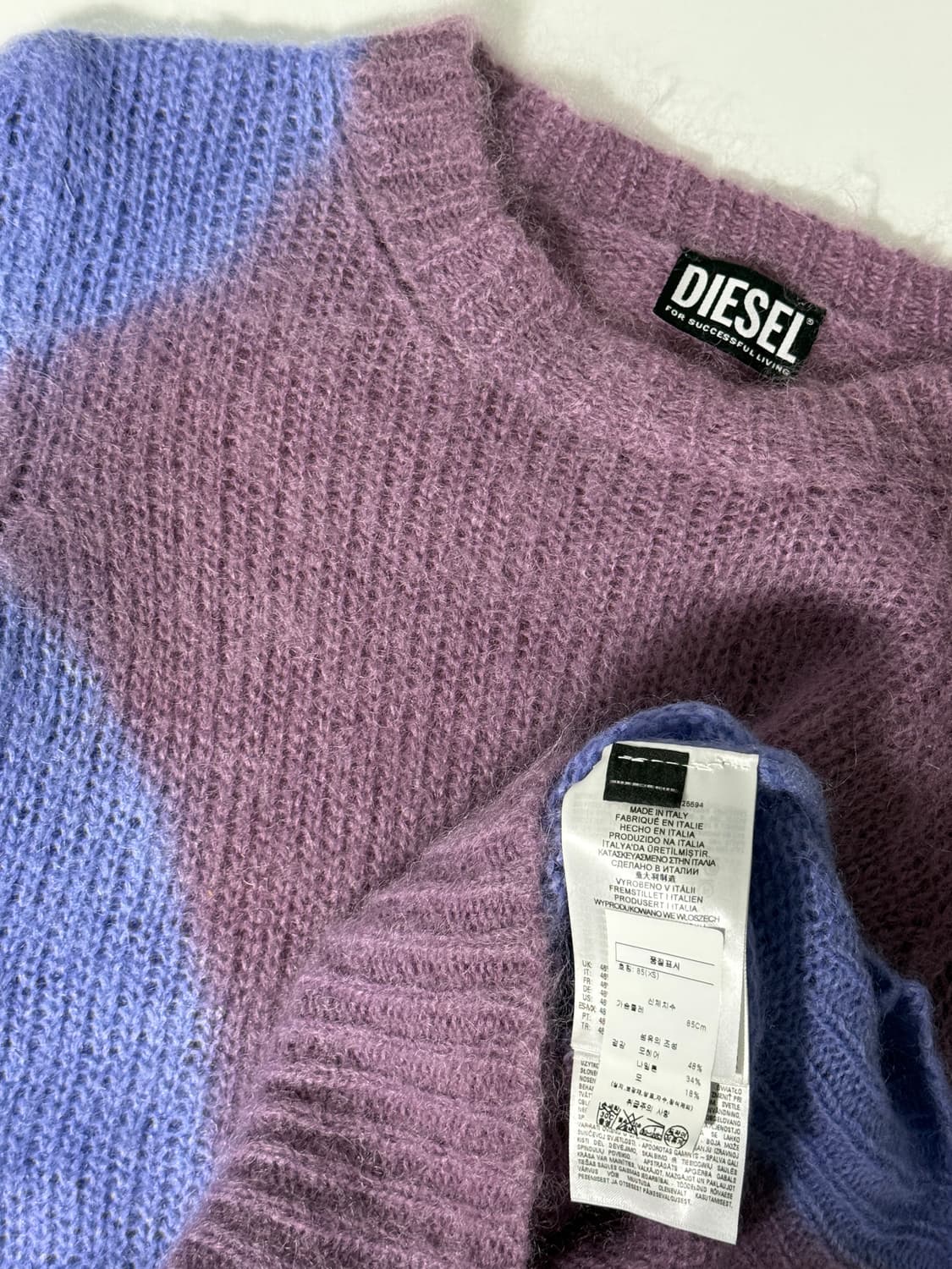 디젤 컬러블록 모헤어 크롭 니트 상품이미지4