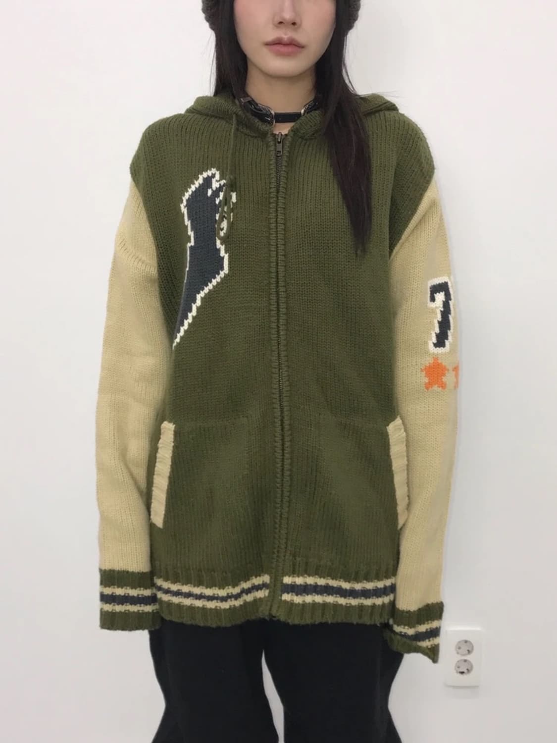 Tidal Wave Knit Hooded Zip-Up Jacket 상품이미지2