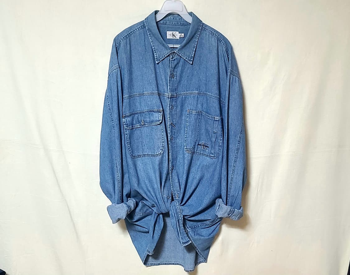Calvin Klein 90s 박시 자수 데님 셔츠 상품이미지6