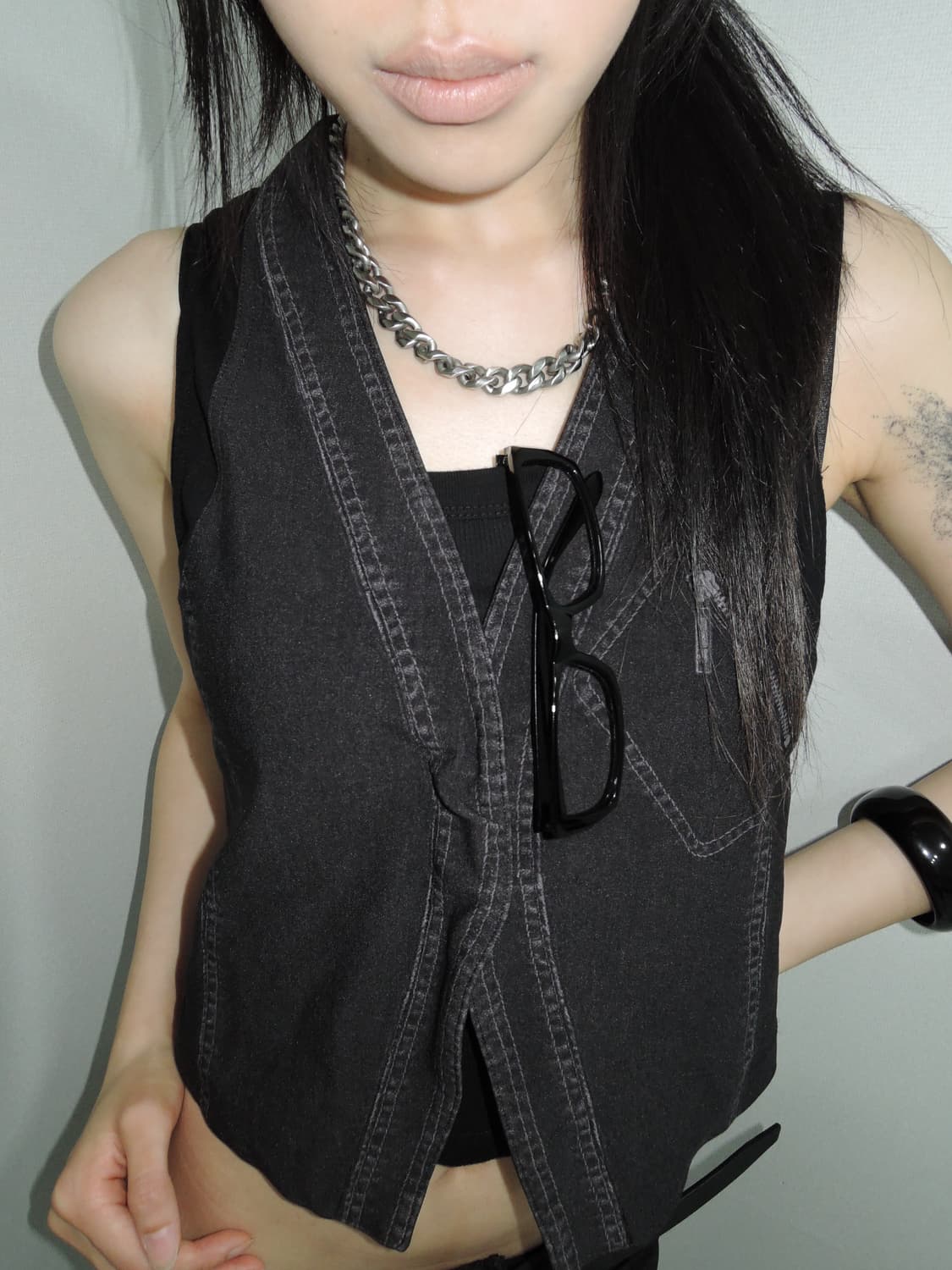Denim Printed Tech Vest 상품이미지4