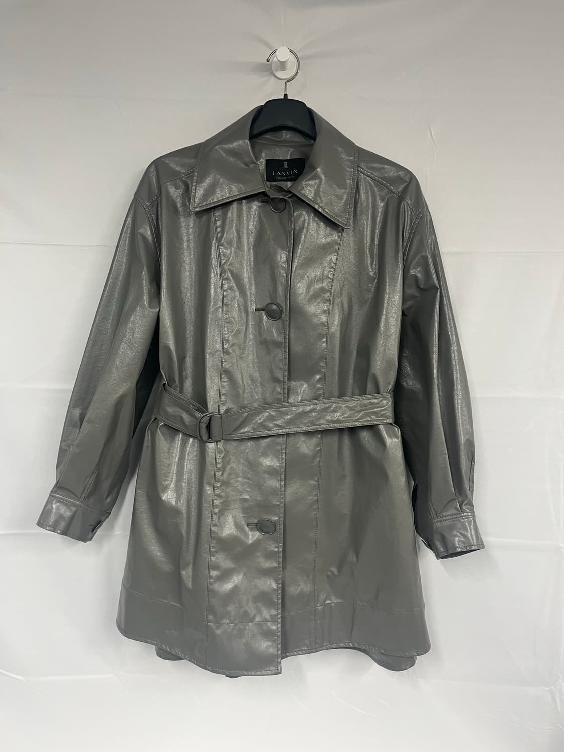 LANVIN 랑방 페이크레더 오버핏 트렌치 그레이 상품이미지1