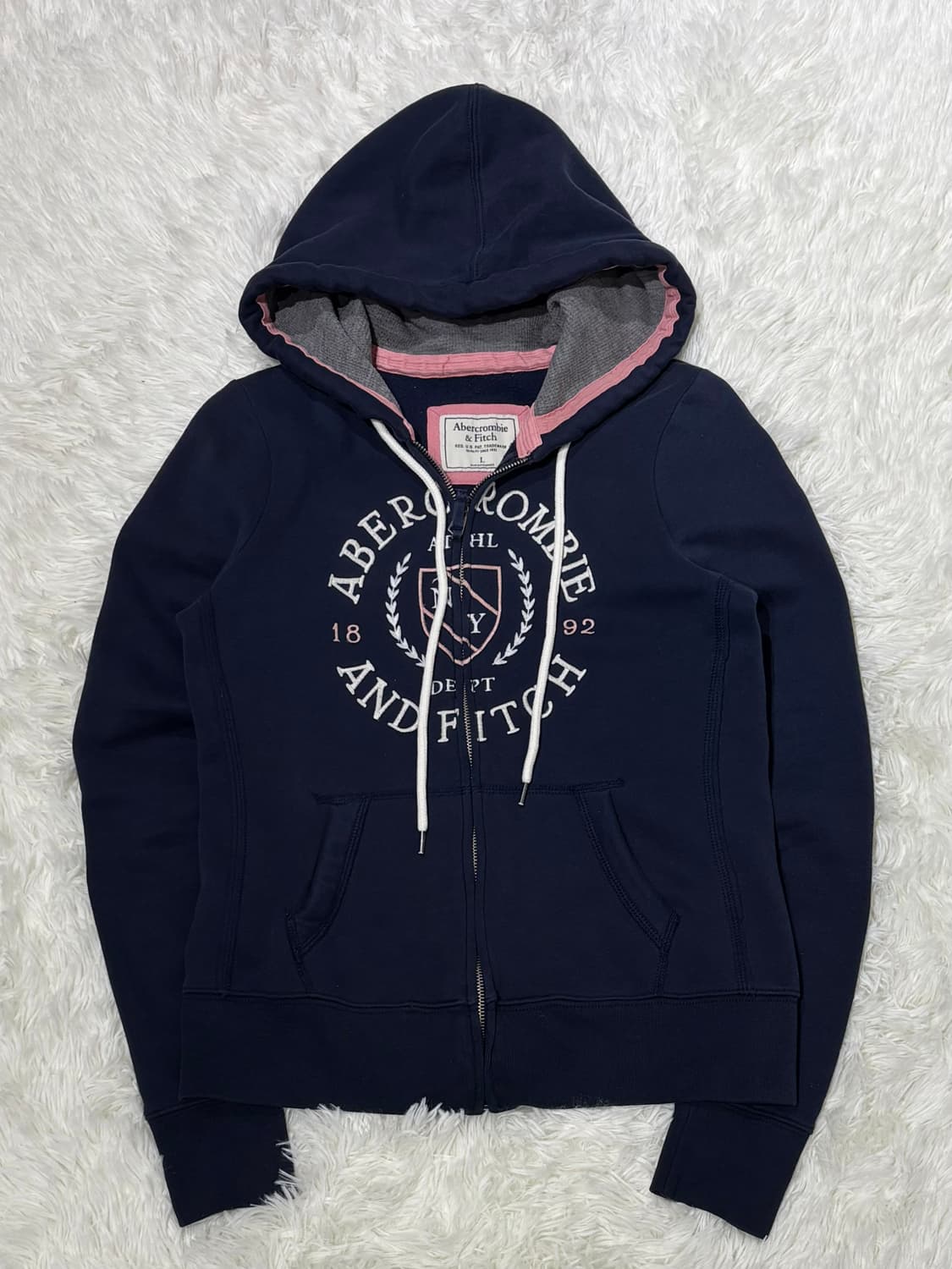 아베크롬비 네이비 빅로고 후드집업 상품이미지3