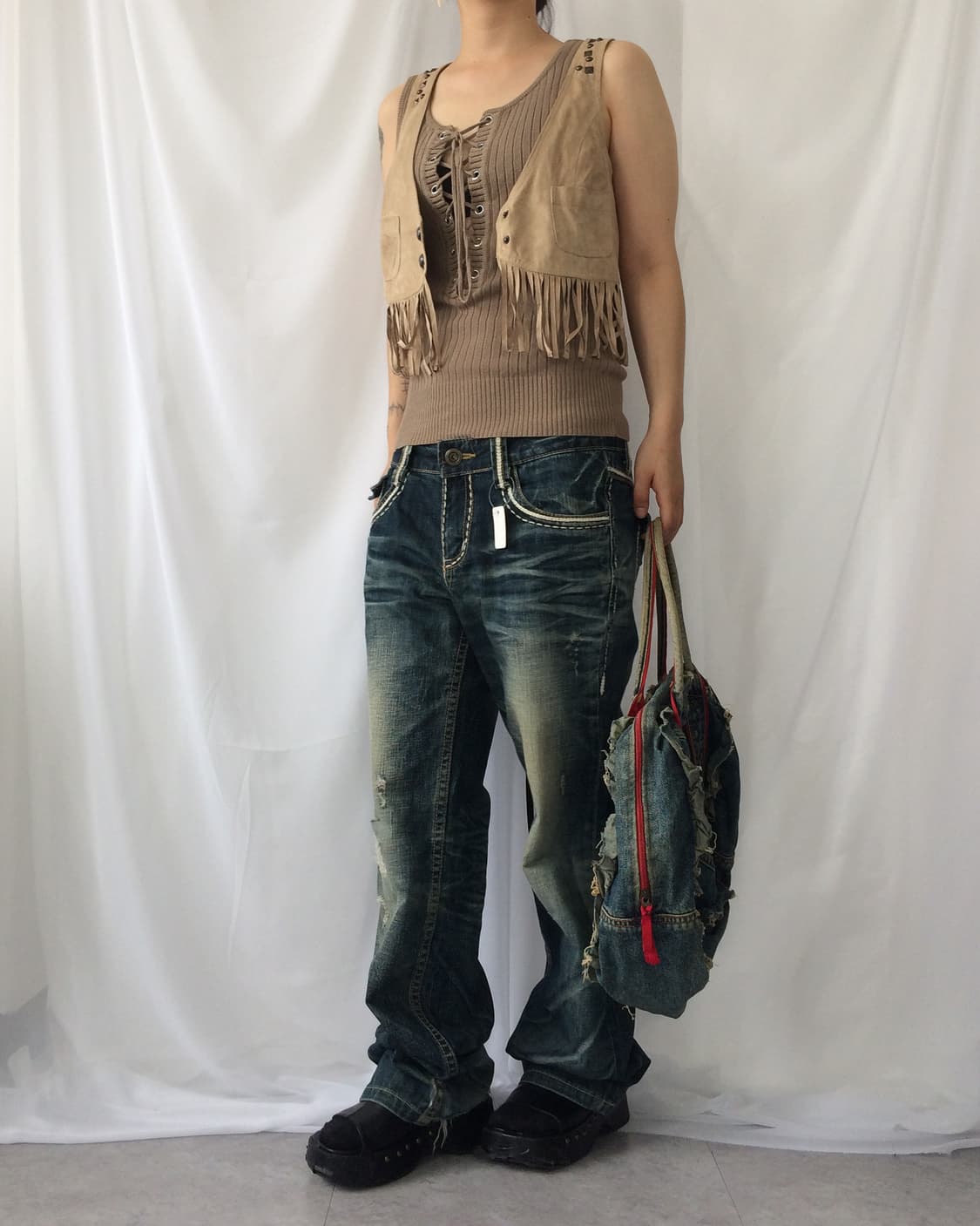 Stud fringe point vest 상품이미지8