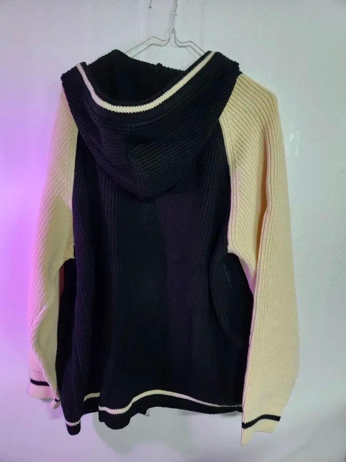 ALYXSE 앨리스 블랙/아이보리 후드 니트집업 M/총장70/가슴63/ 상품이미지2