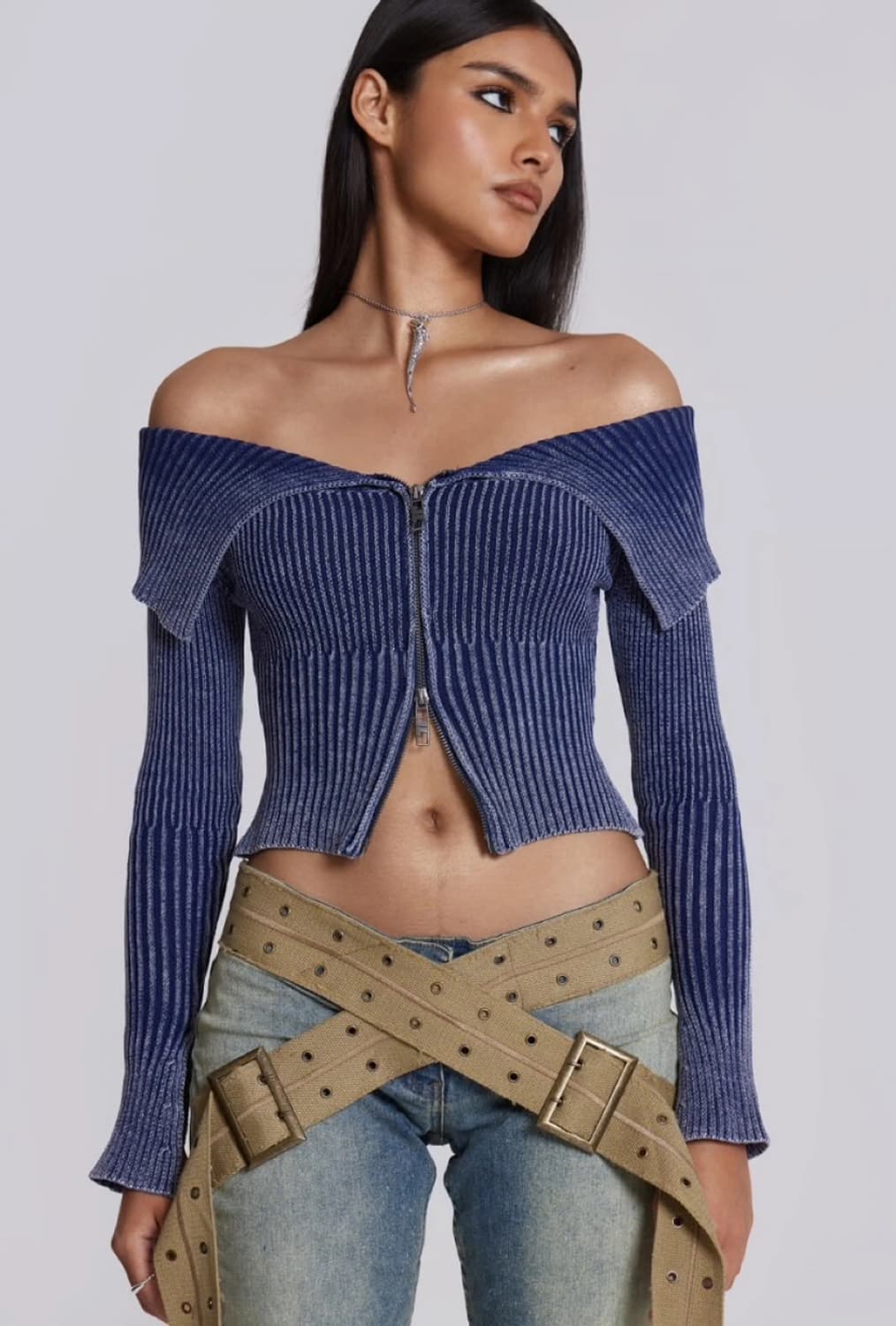 새상품) 제이디드런던 제니 민니 tribeca 리브드 오프숄더 상품이미지4