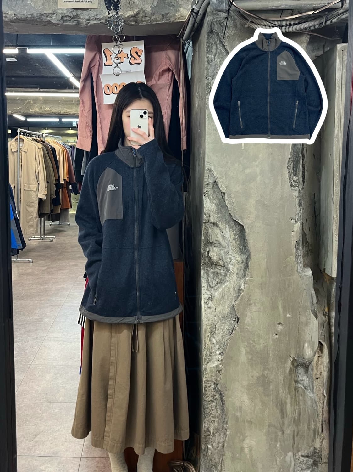 노스페이스 니트 집업 자켓 네이비 M #csz2993 상품이미지1