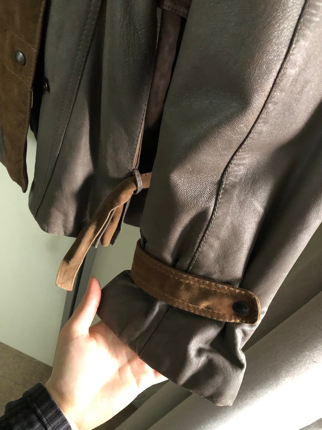 이탈리아 브라운 레더 후드 봄버자켓 상품이미지4