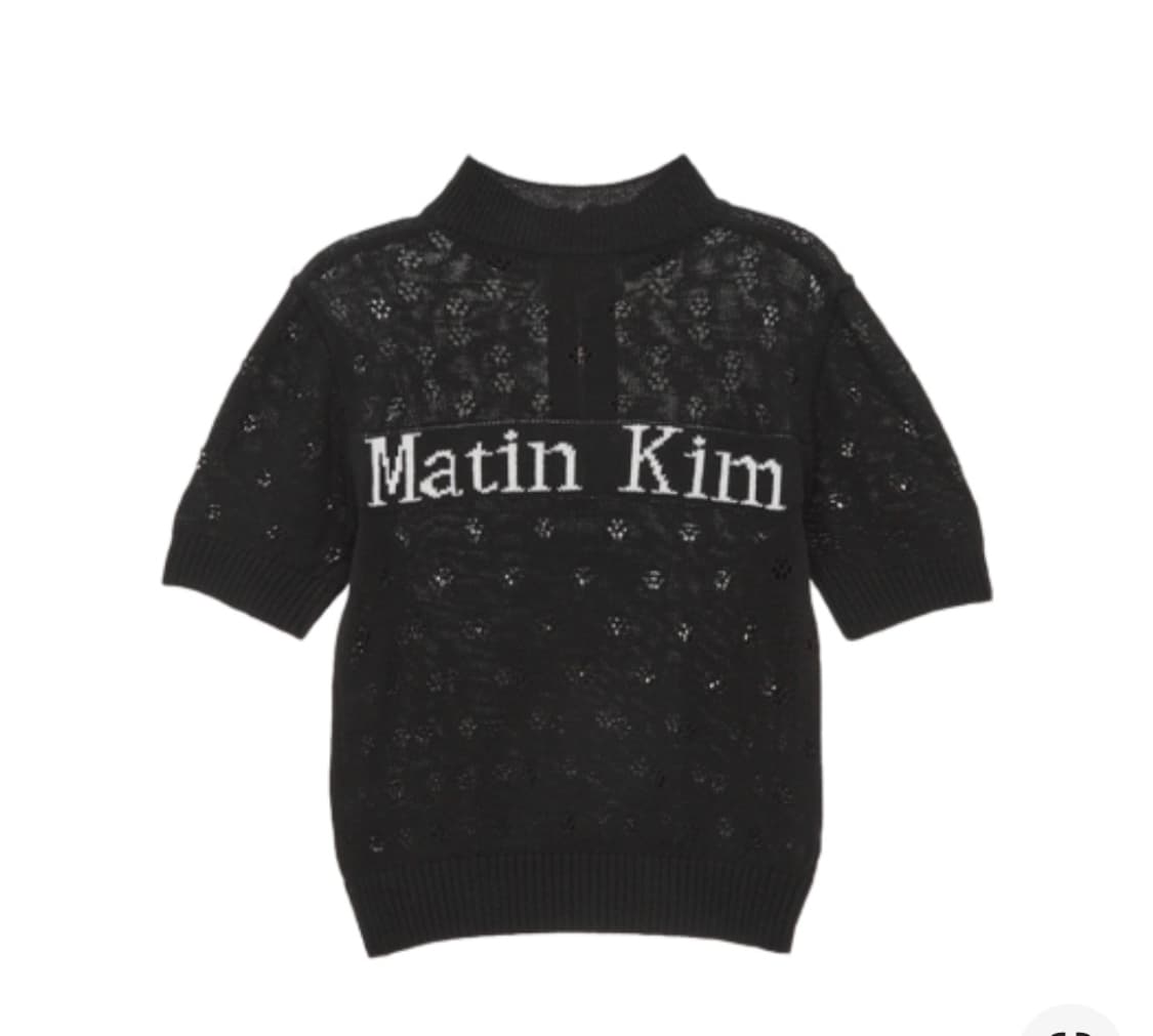 (새상품) 마뗑킴 크로쉐 하프 집업 니트탑 블랙/아이보리 상품이미지1