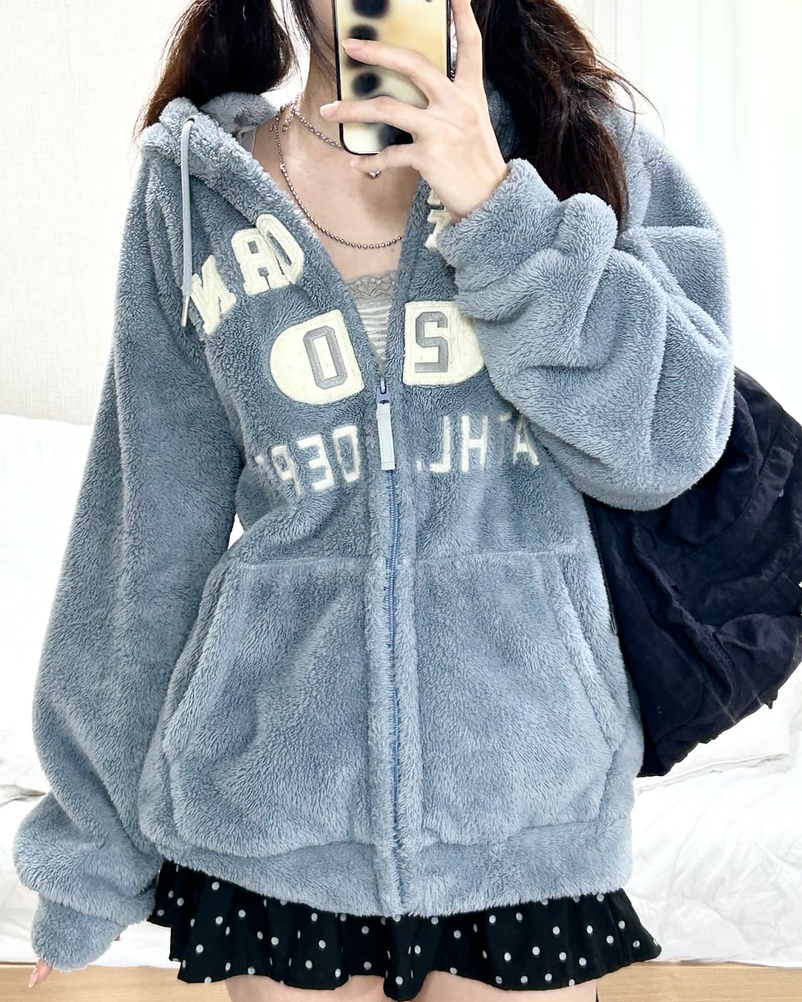 후아유 빅로고 블루 후리스 상품이미지2