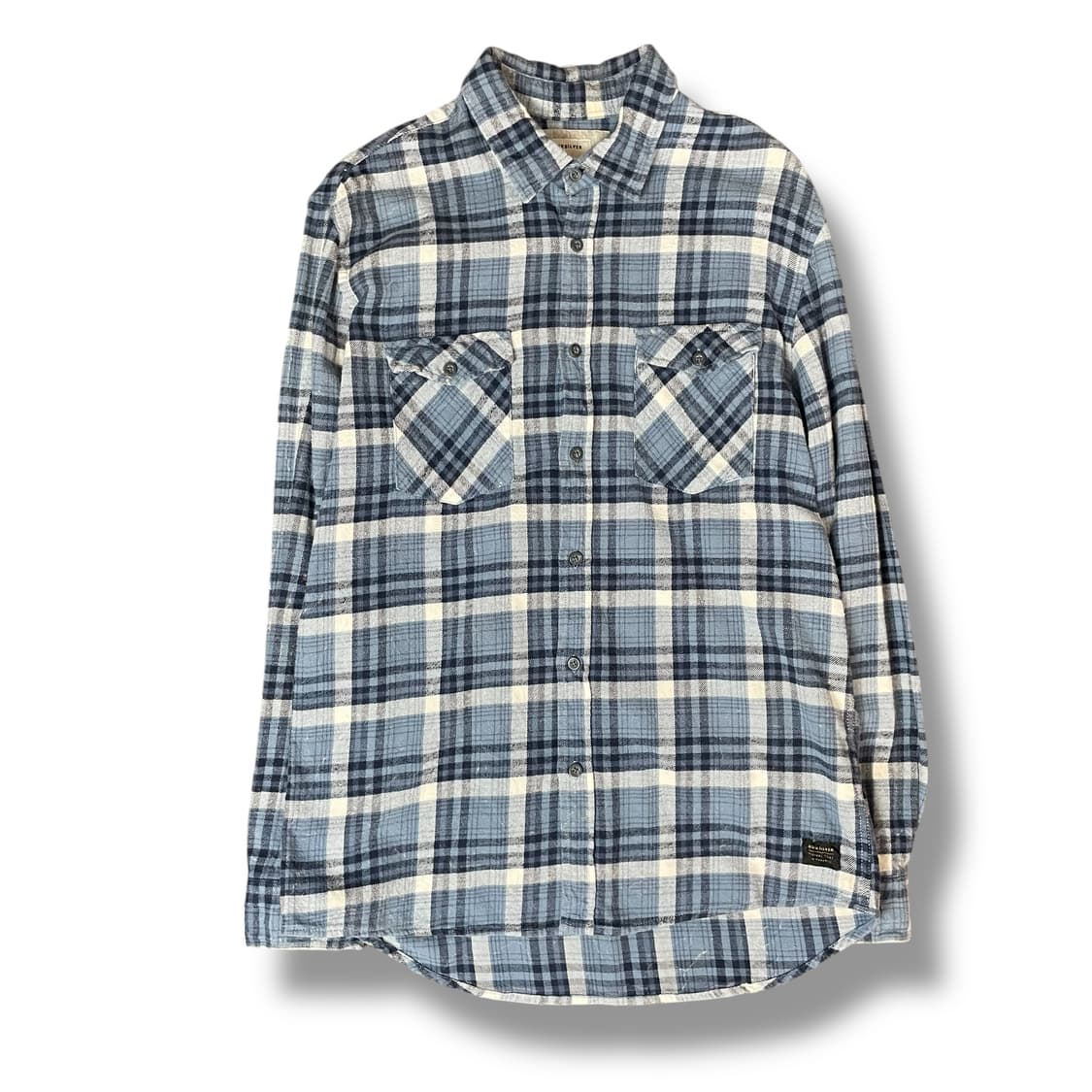 퀵실버 블루 체크 투포켓 플란넬 모던핏 셔츠 M 상품이미지1