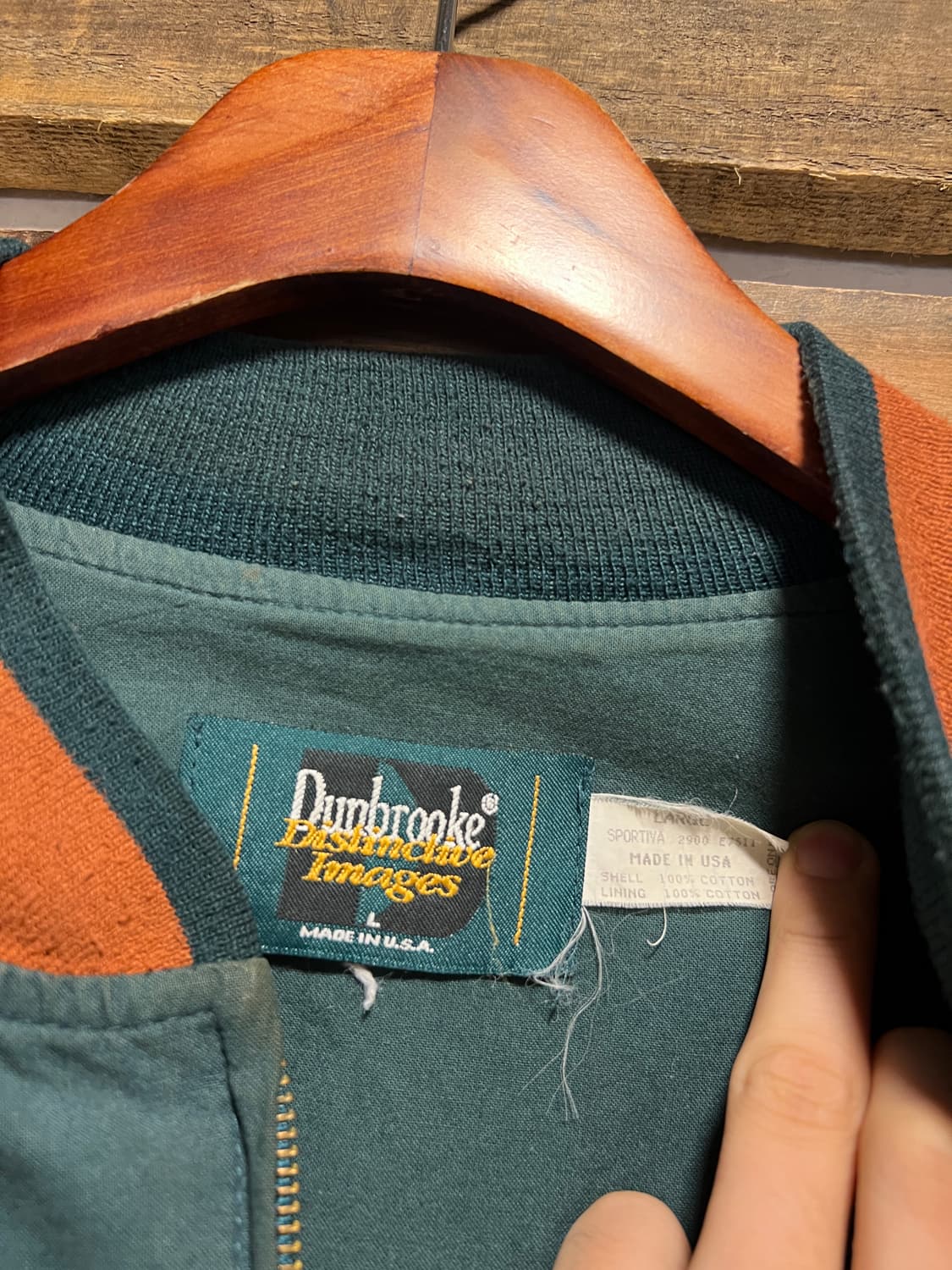 [L]80's Dunbrooke USA Made 빈티지그린 바시티 자켓 상품이미지2