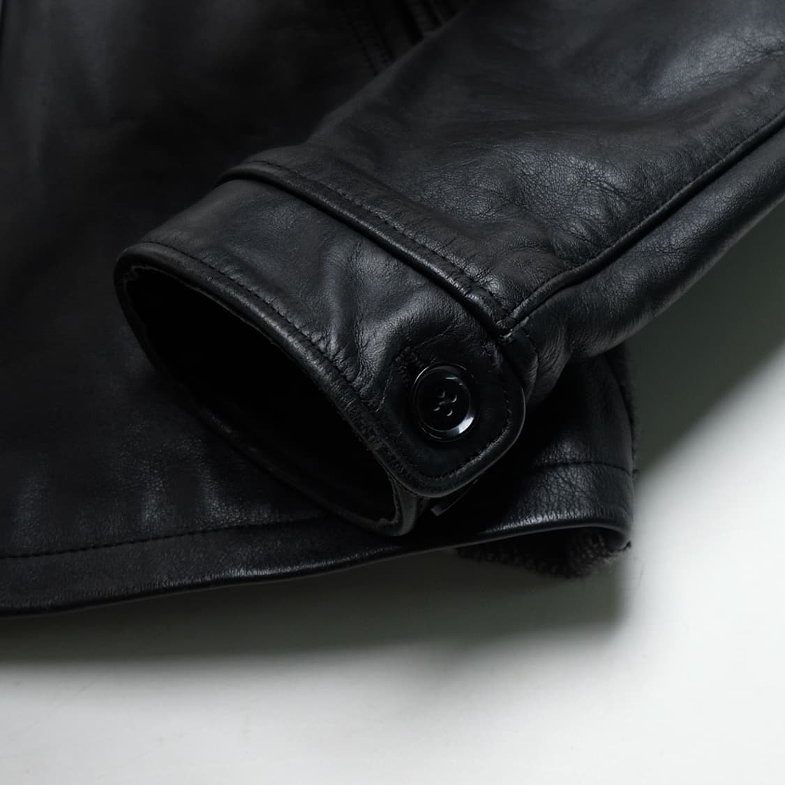 40s wool plaid combi cowhide jacket 상품이미지6