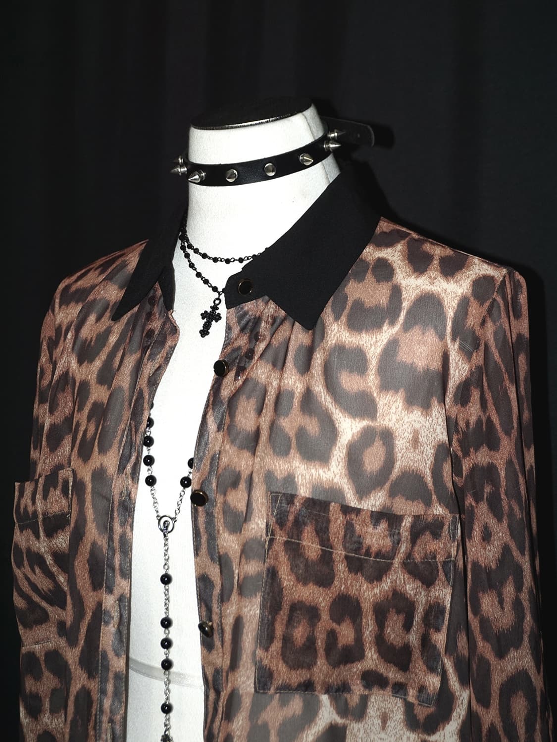 (sorridere) leopard see-through shirt  상품이미지3