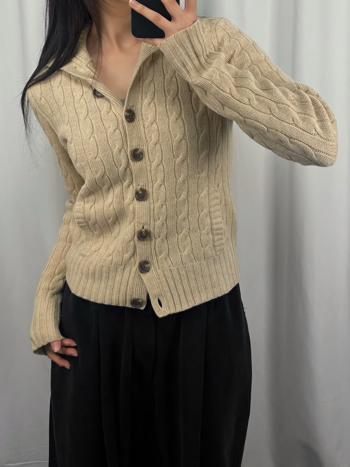 폴로 꽈배기 카라 니트 가디건 상품이미지3