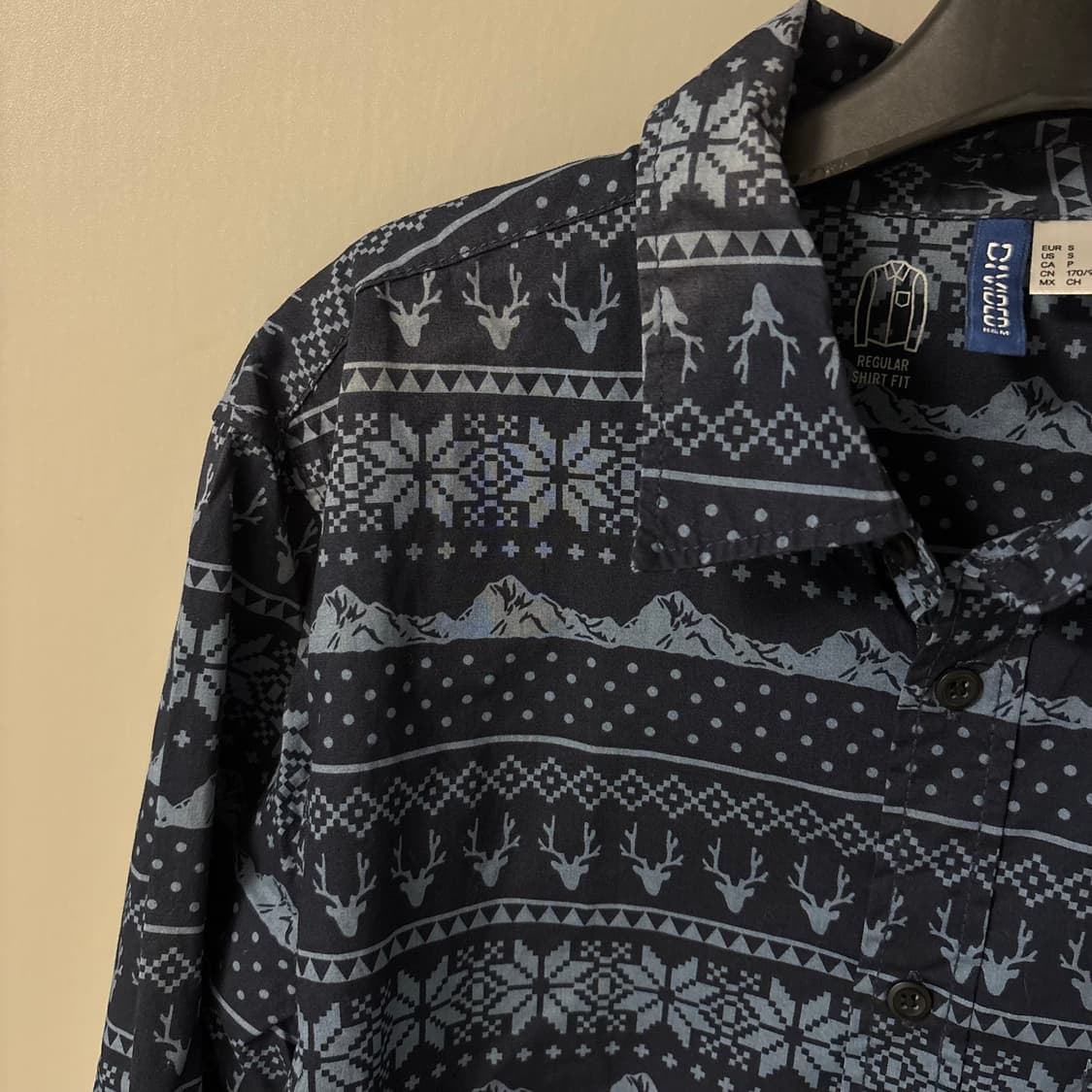 H&M blue nordic pattern shirts S 상품이미지5