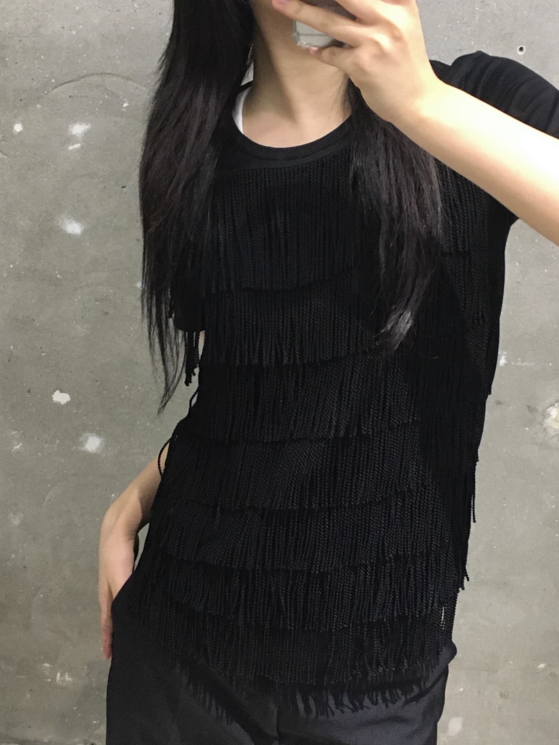 Junya Watanabe 준야와타나베 블랙 테슬 반팔 티셔츠 상품이미지1