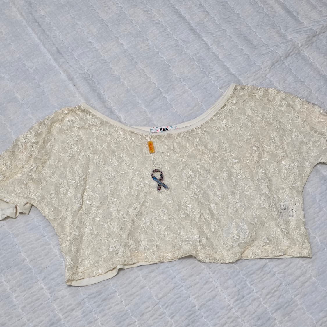 일본빈티지 니트 레이스 시스루 모리걸 라떼갸루 반팔블라우스 상품이미지2