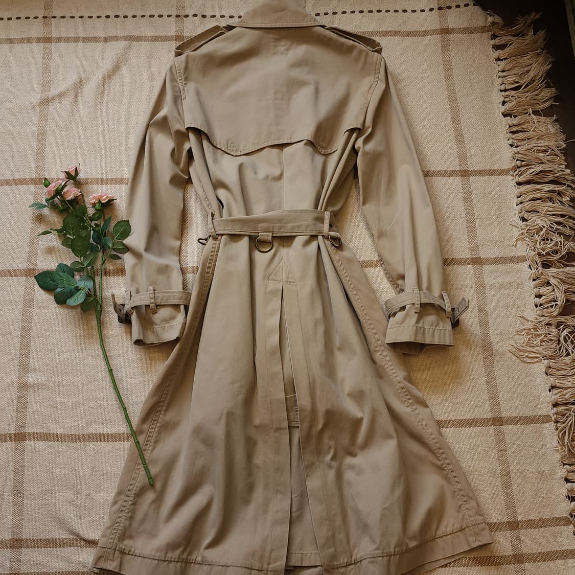 폴로 랄프로렌 여성용 베이지 더블 트렌치 코트 M 상품이미지2