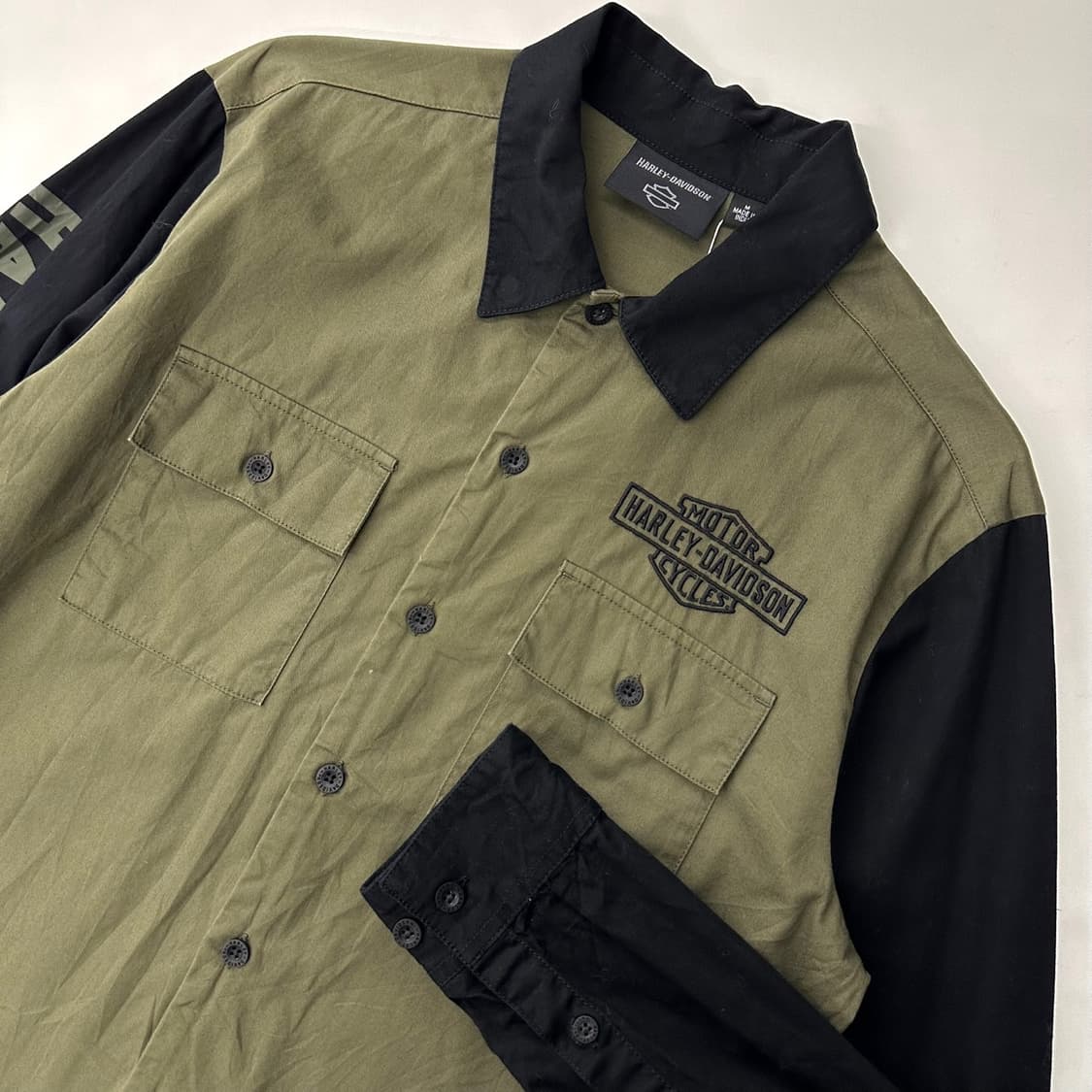 할리데이비슨 사이드 로고 투톤 코튼 셔츠 상품이미지2