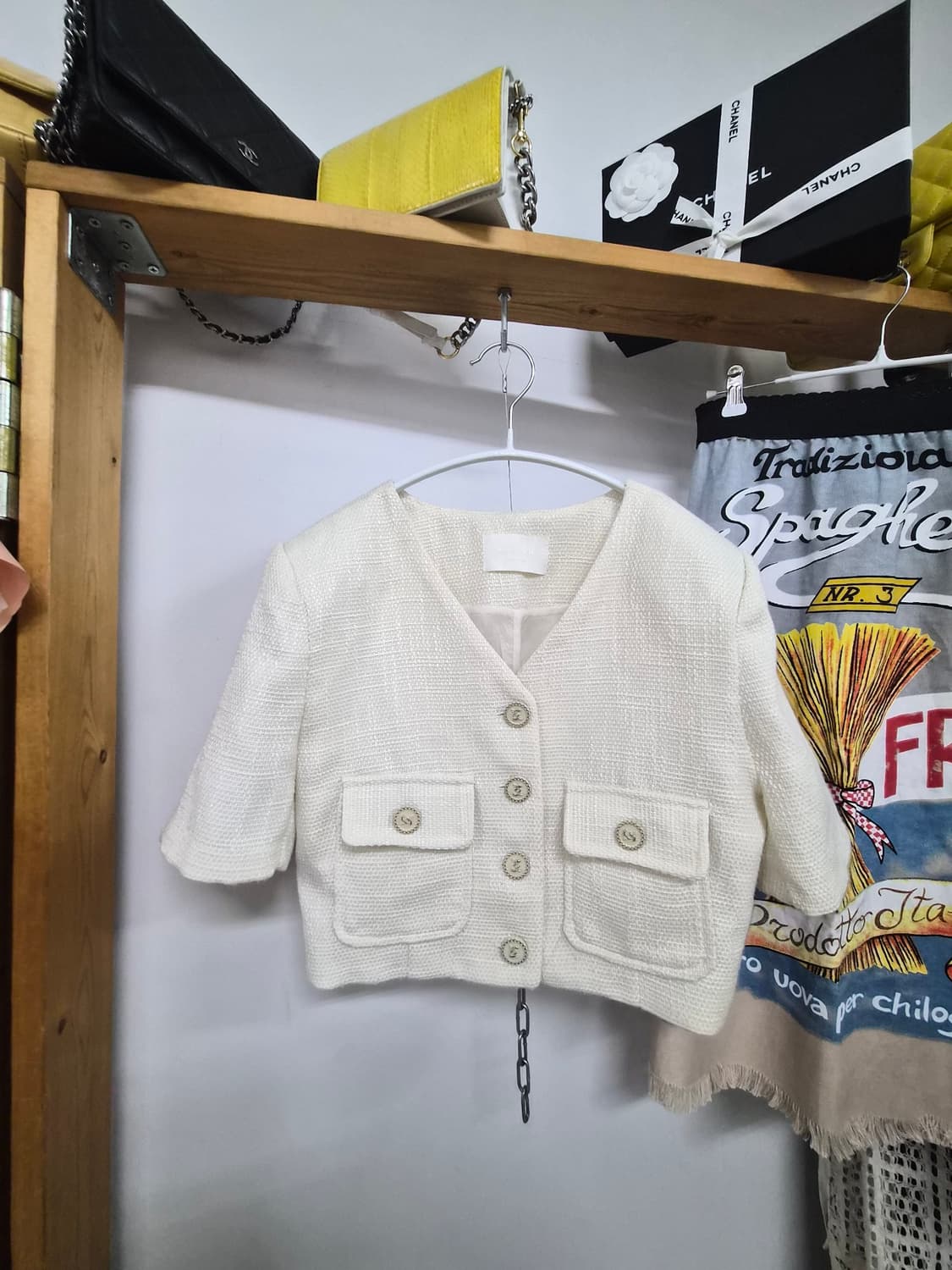 eeyou 여름 소재 트위드 반팔크롭자켓 상품이미지2
