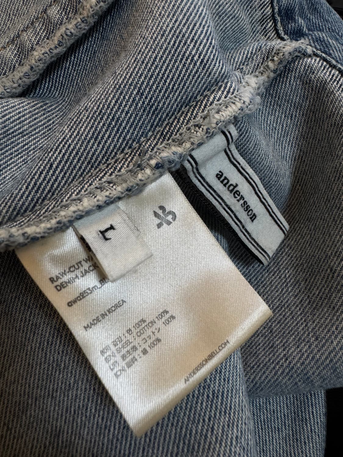 (L)앤더슨벨 로우컷 워시드 블루 데님 자켓 상품이미지5