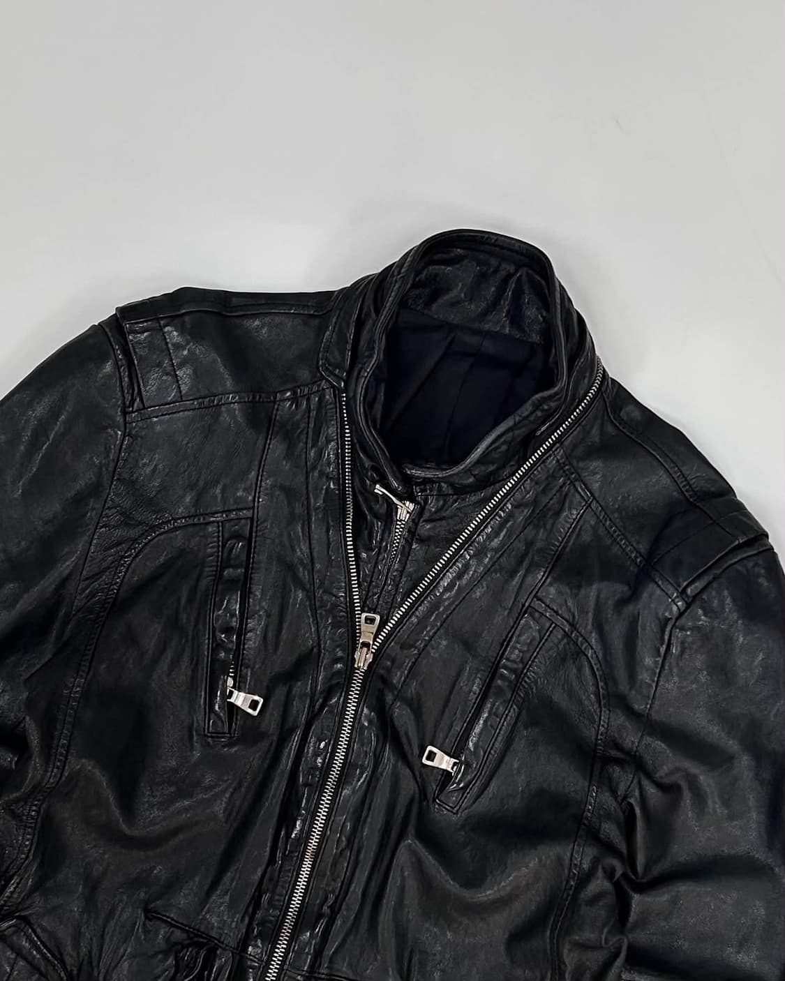 [M] Vintage 이태리 솔로프 leather 더블 디테일 집업 라이 상품이미지3