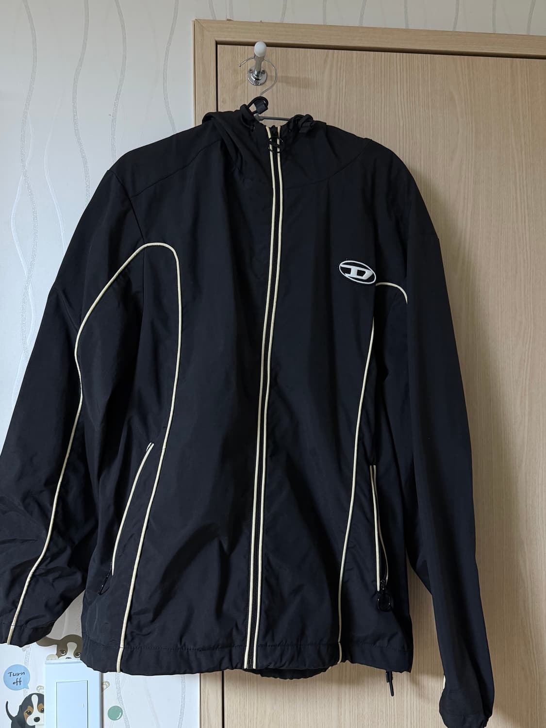 디젤 J-하이브스 콘트라스트 파이핑 윈드브레이커 블랙 상품이미지2