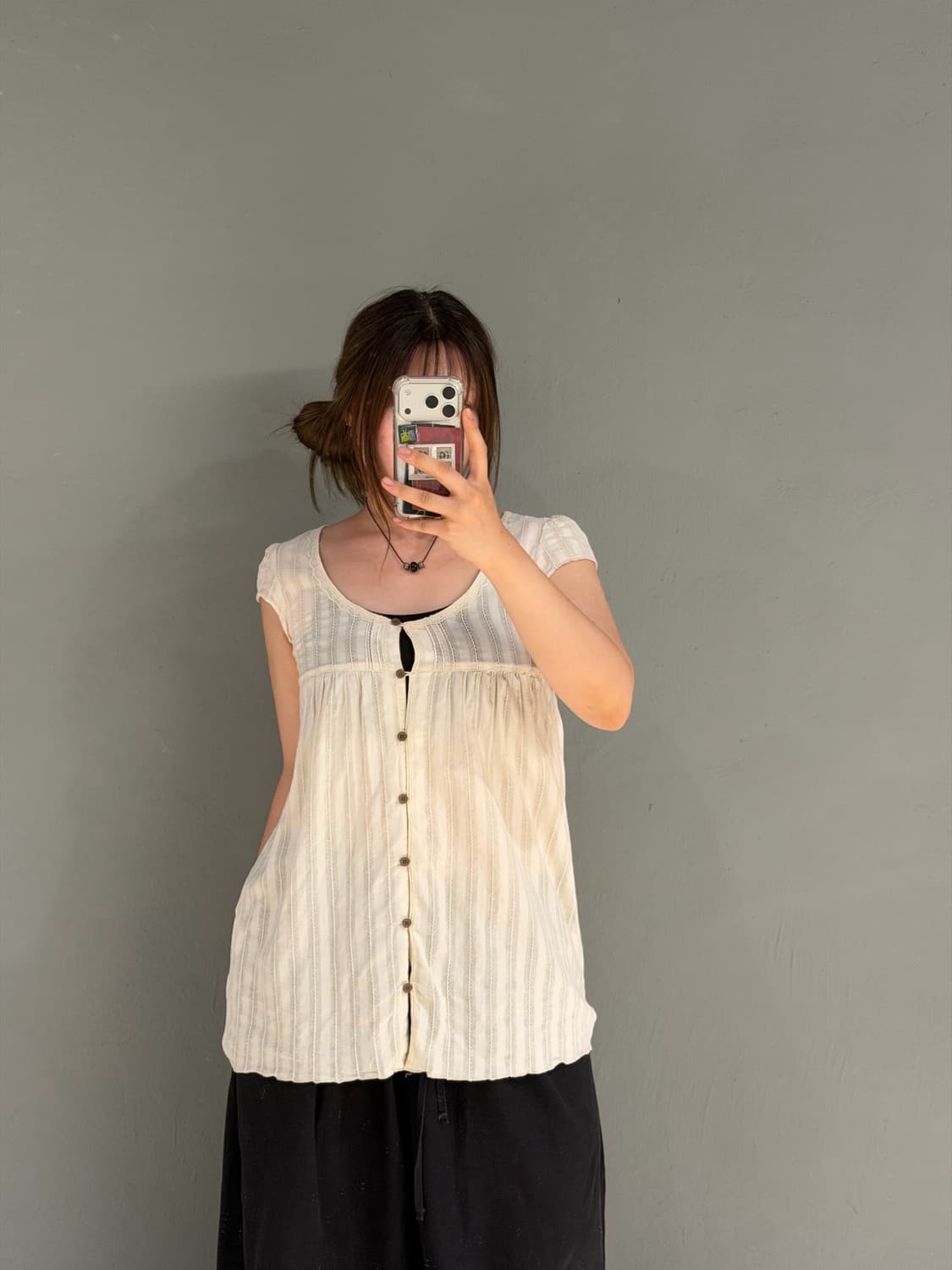 button-up stripe detail blouse 상품이미지2