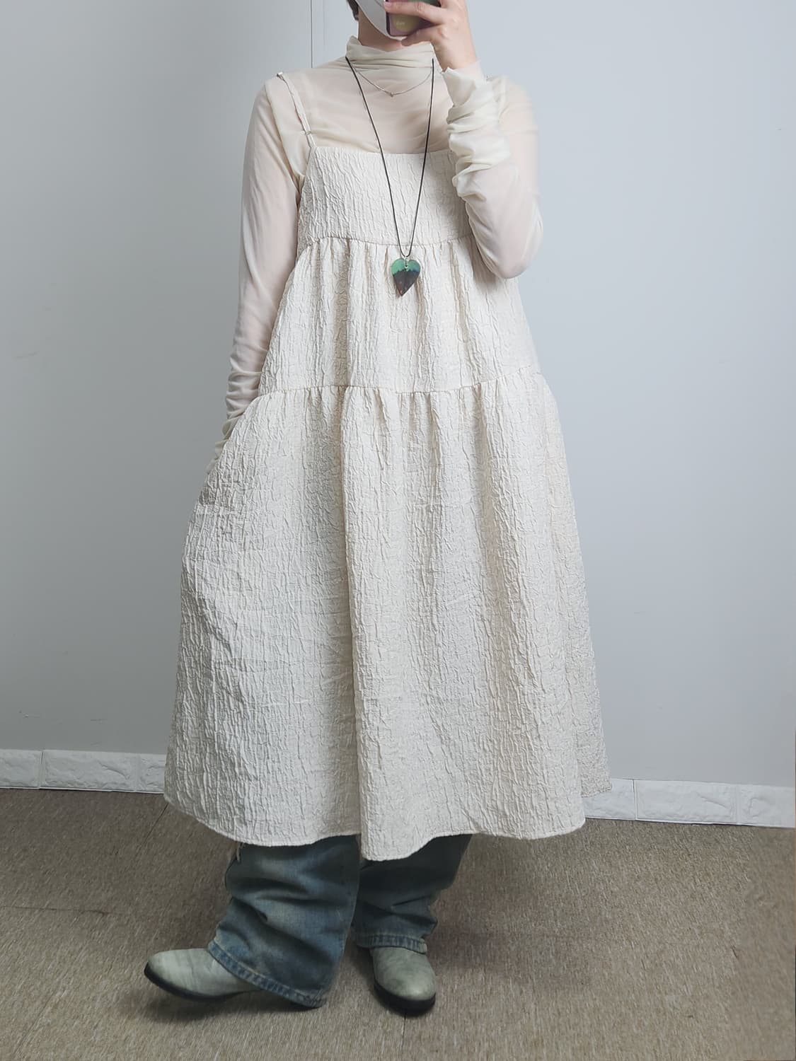 캉캉 주름 롱 원피스 상품이미지4