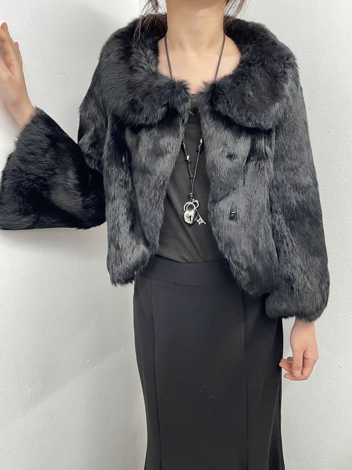 블랙 카라 렉스 퍼자켓 상품이미지3