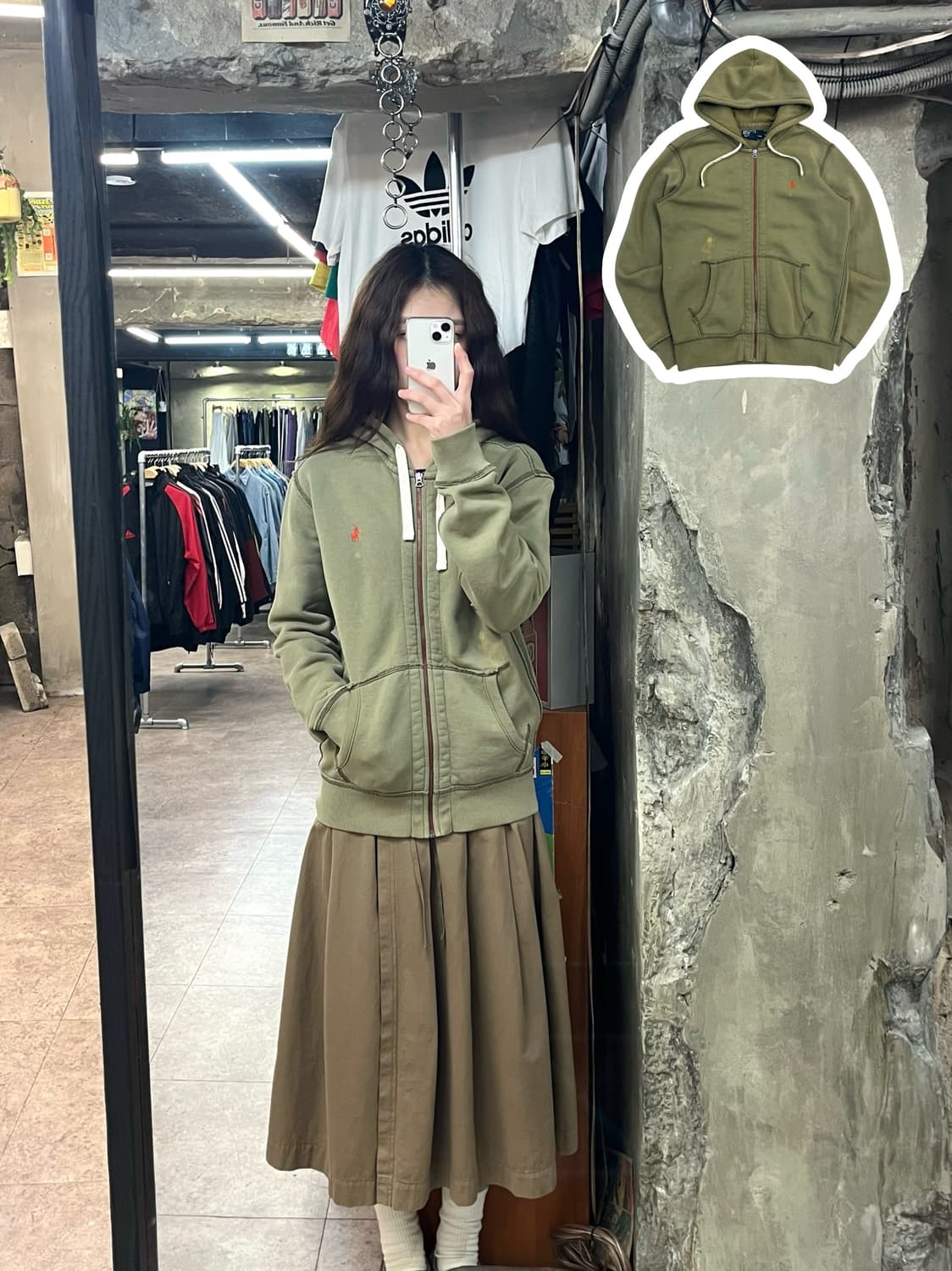 폴로 랄프로렌 기모 후드집업 카키 S #csz2645 상품이미지1