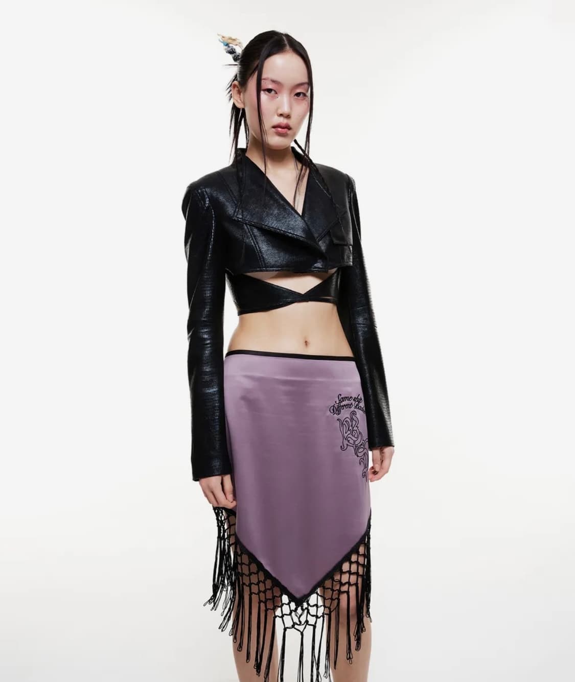 Satin Tassel Skirt Vintage Purple S사이즈 상품이미지1