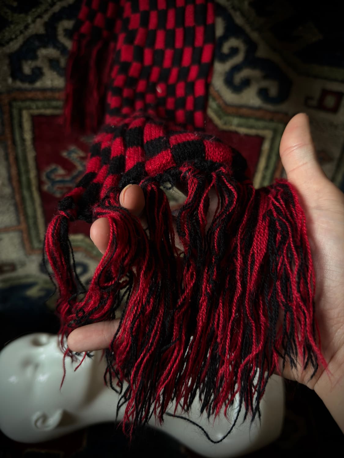 vintage Red Checkerboard knit muffler 상품이미지8