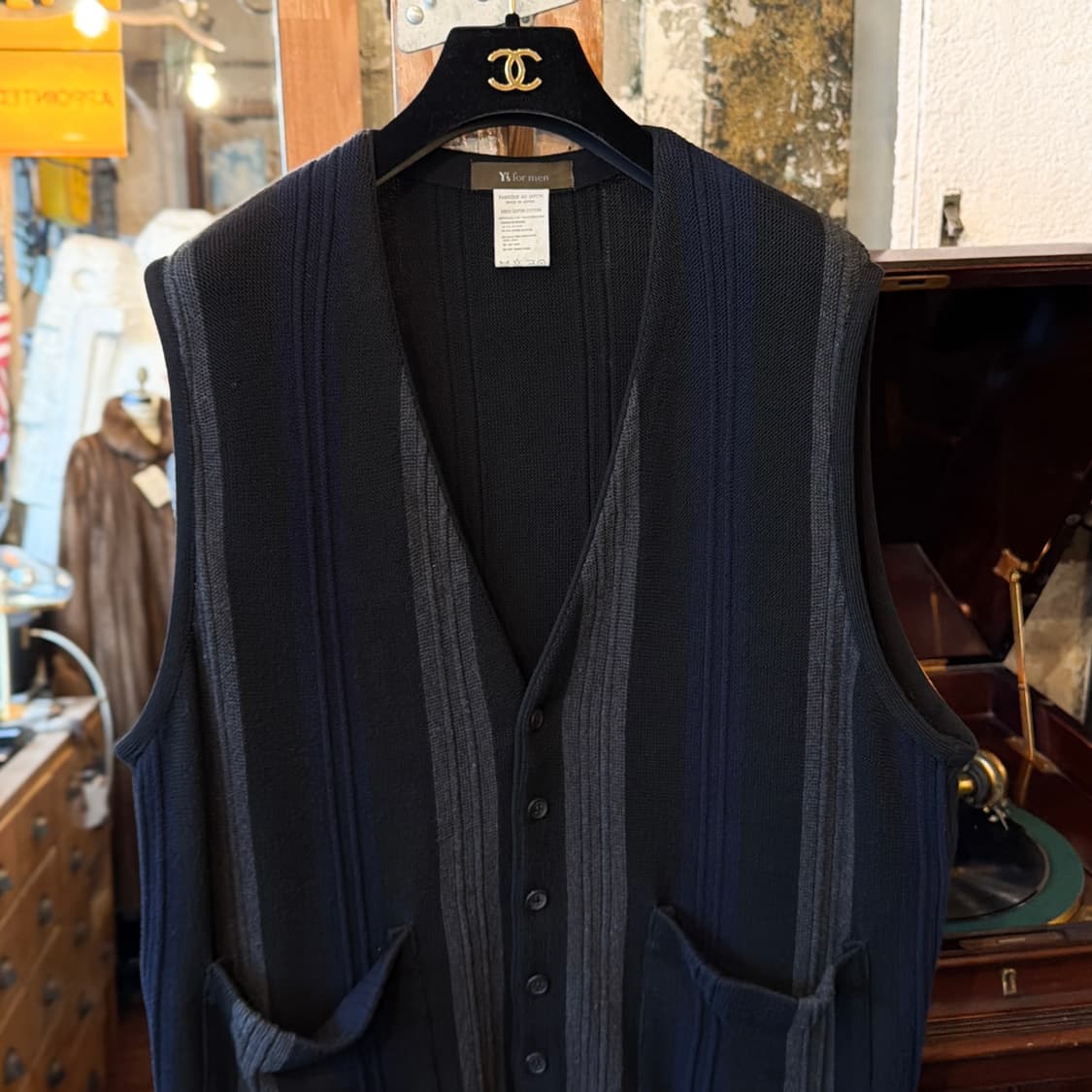 요지야마모토 스트라이프 베스트 상품이미지2