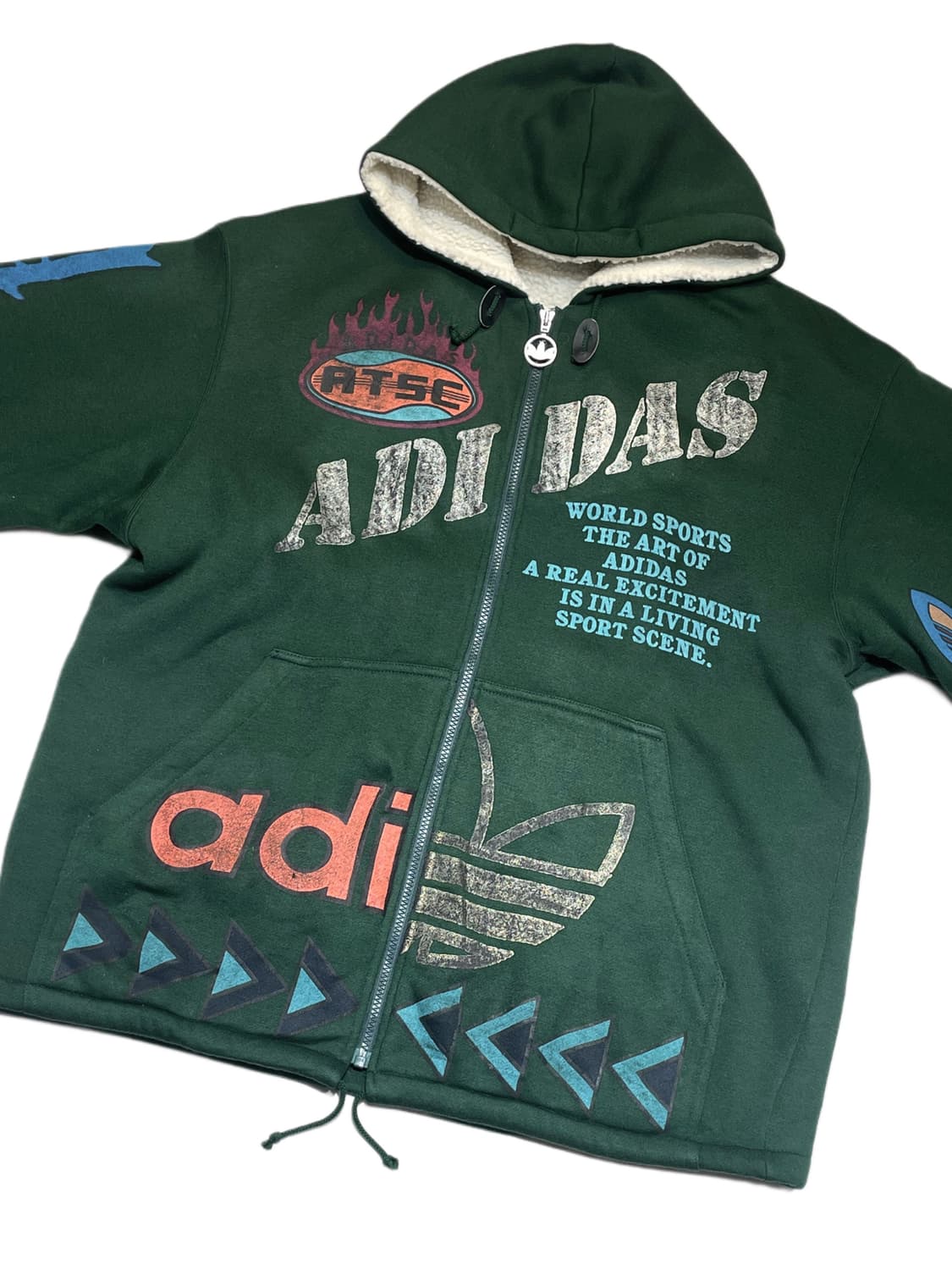 90‘s 아디다스 데상트 콜라보 양털 누빔 후드집업 상품이미지2
