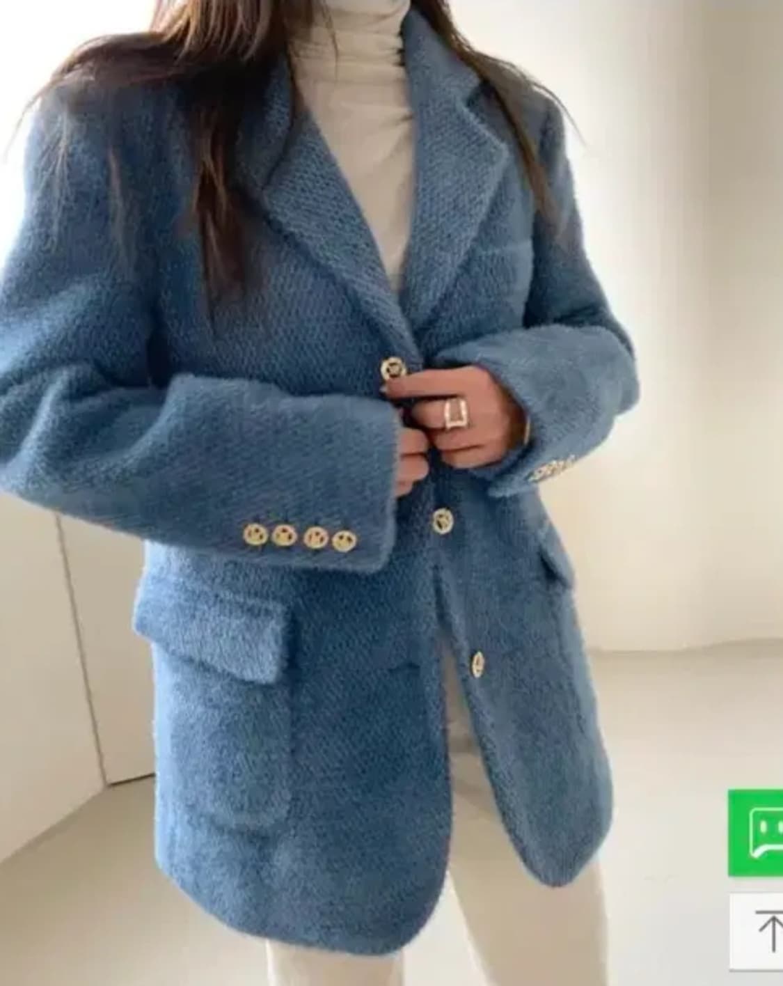 봄 블루 누빔 패딩안감 자켓 골드 버튼 클래식 자켓 44~66 상품이미지3