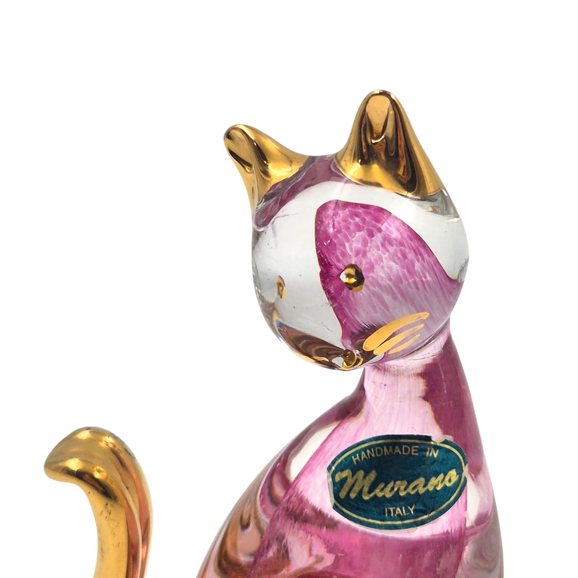 70s 이탈리아 무라노 컬러 22k 유리 고양이 상품이미지2