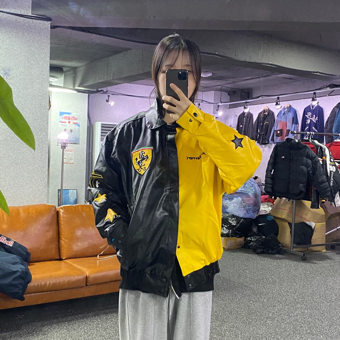 페라리 투톤 스타 레이싱 레더자켓 B3260 상품이미지1