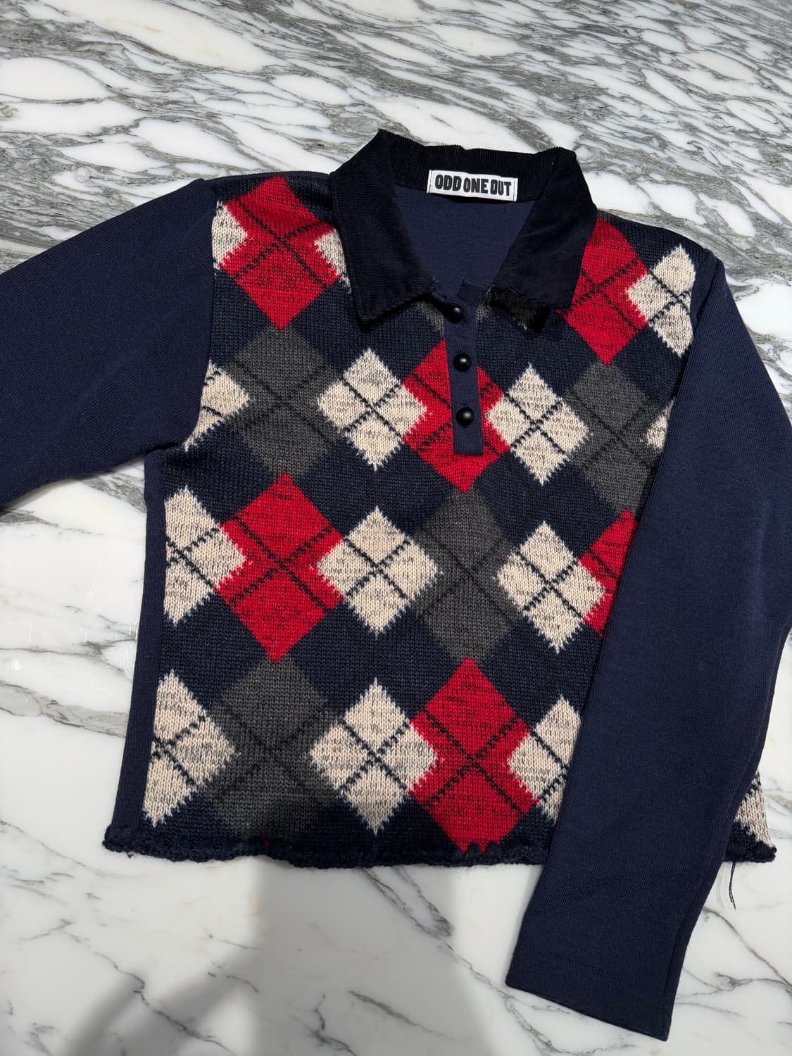 오드원아웃 깅엄체크 니트 상품이미지2